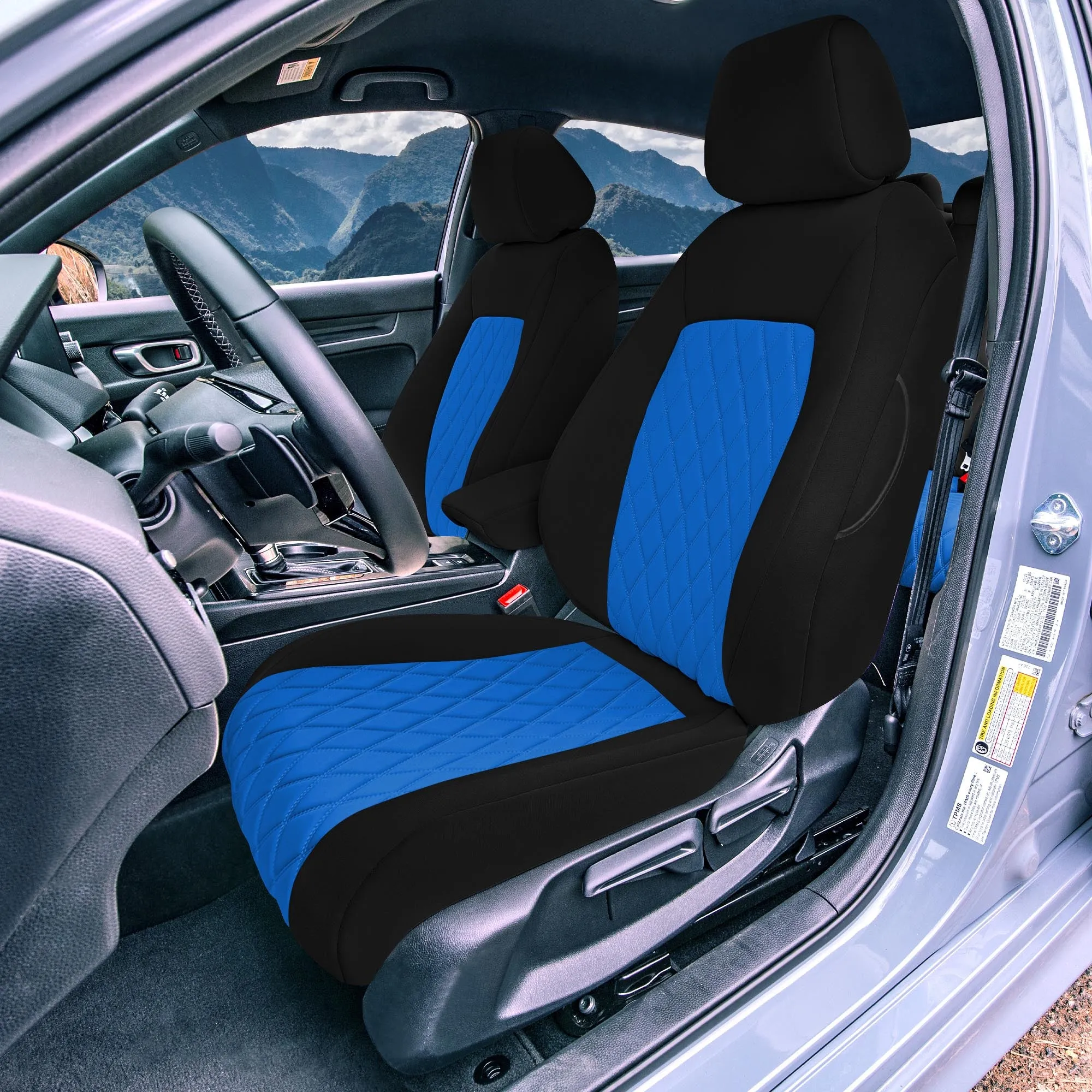 Honda Civic 2016 - 2025 Sedan Full Set Seat Covers (Split Rear) - Blue Ultraflex Neoprene