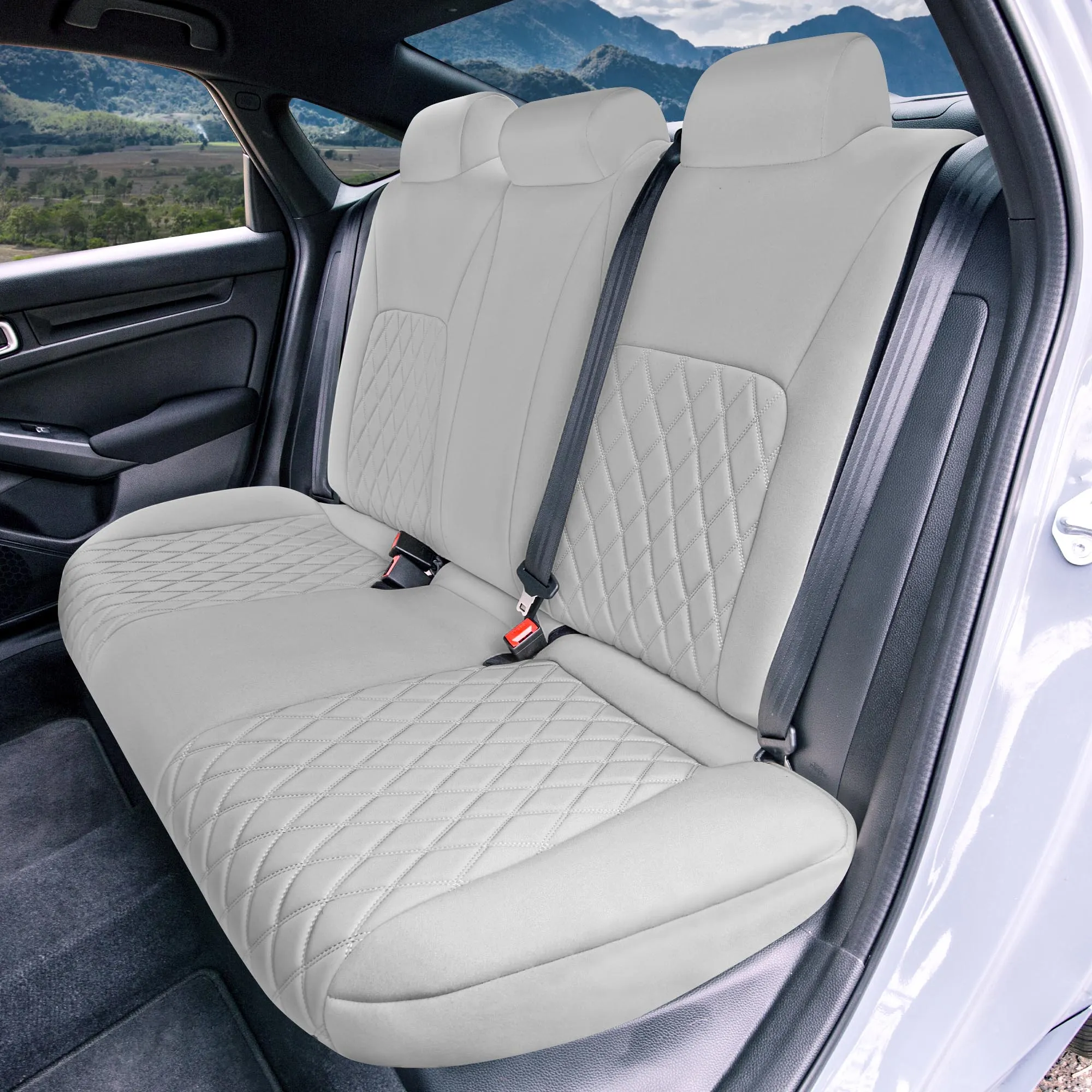 Honda Civic 2016 - 2025 Sedan Full Set Seat Covers (Split Rear) - Solid Gray Ultraflex Neoprene