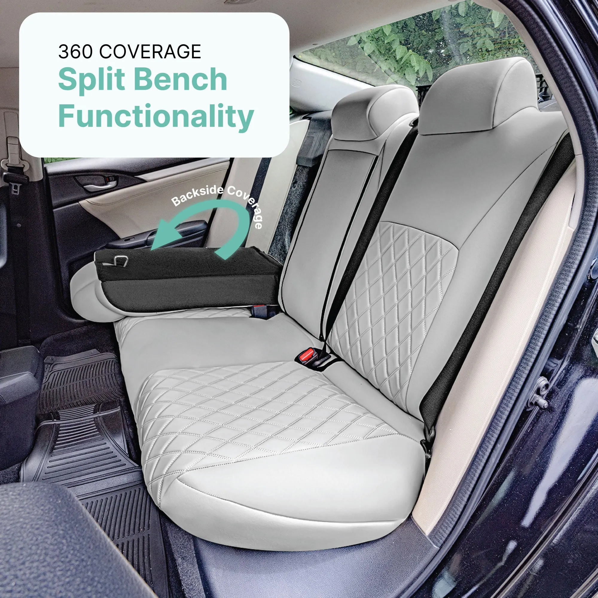 Honda Civic 2016 - 2025 Sedan Full Set Seat Covers (Split Rear) - Solid Gray Ultraflex Neoprene