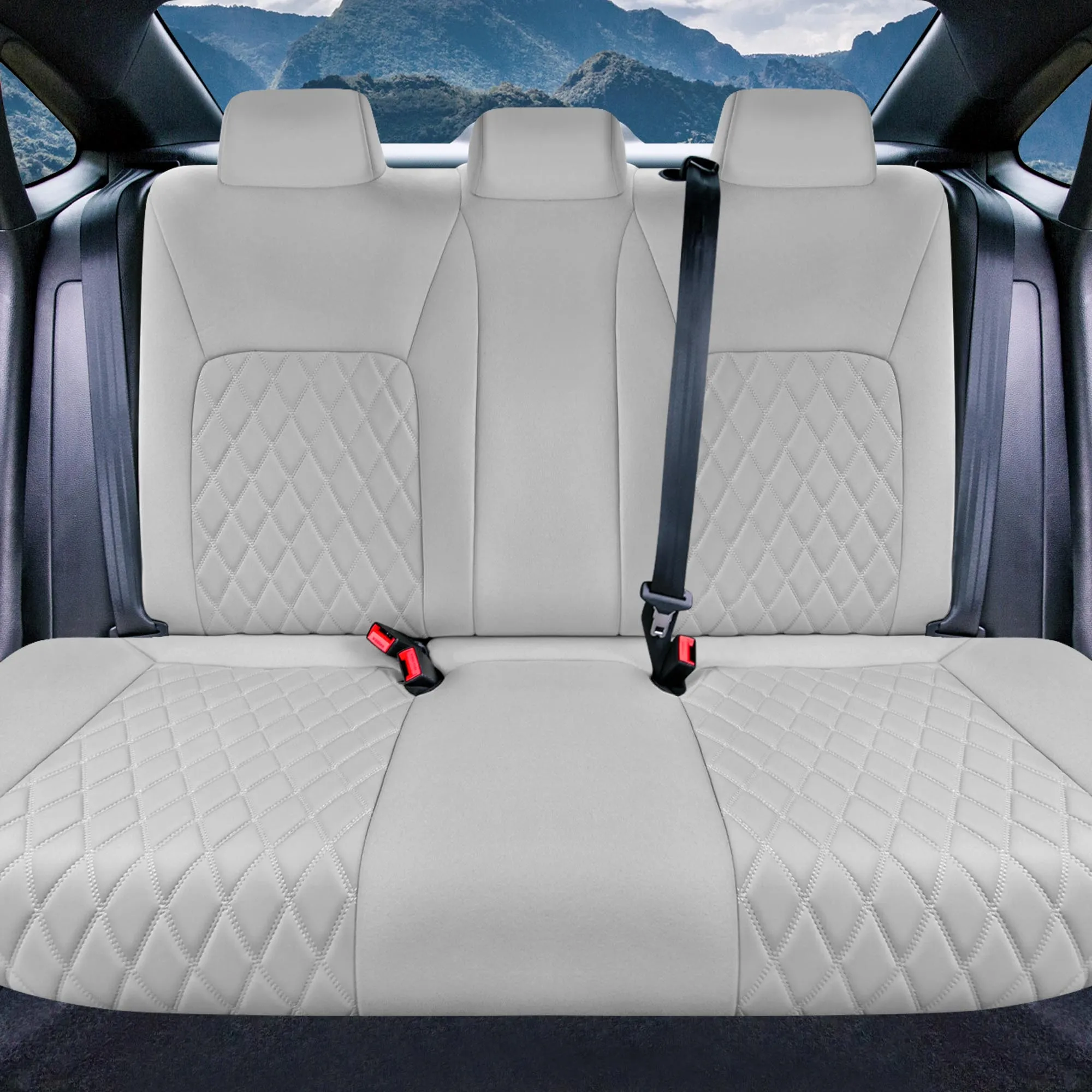 Honda Civic 2016 - 2025 Sedan Solid Rear Set Seat Covers - Solid Gray Ultraflex Neoprene