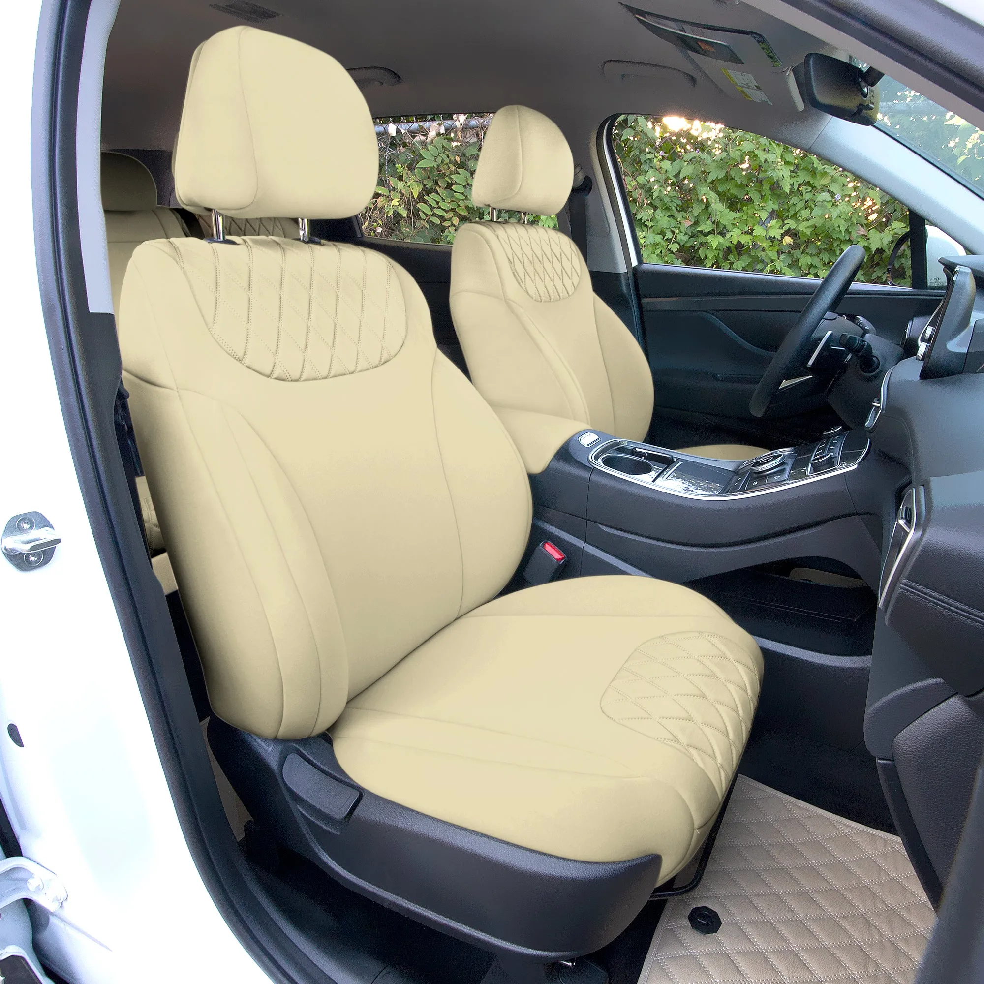 Hyundai Santa Fe 2019 - 2023- Front Set Seat Covers - Solid Beige Ultraflex Neoprene