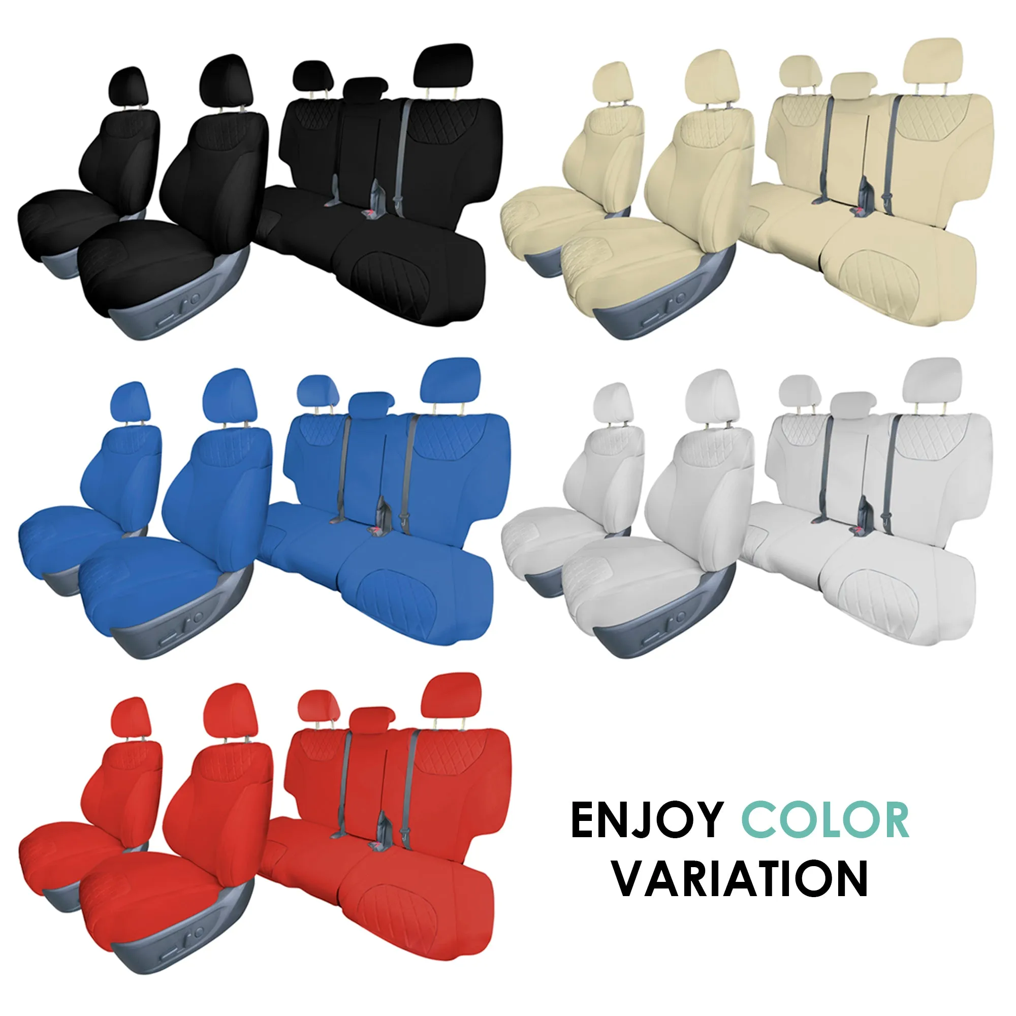 Hyundai Santa Fe 2019 - 2023- Full Set Seat Covers - Solid Gray Ultraflex Neoprene