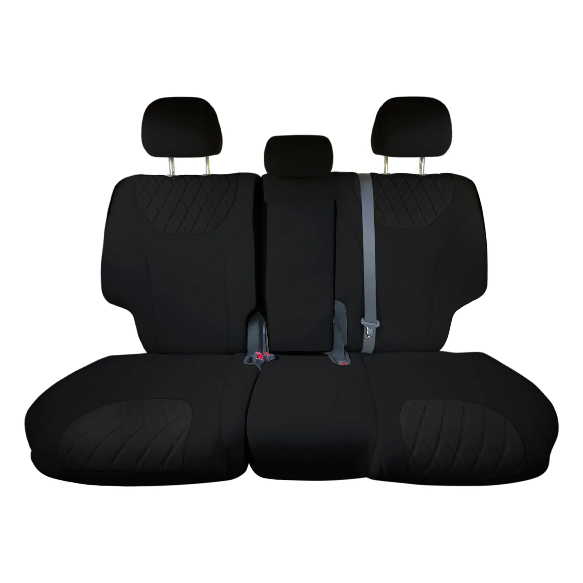 Hyundai Santa Fe 2019 - 2023- Rear Set Seat Covers - Black Ultraflex Neoprene