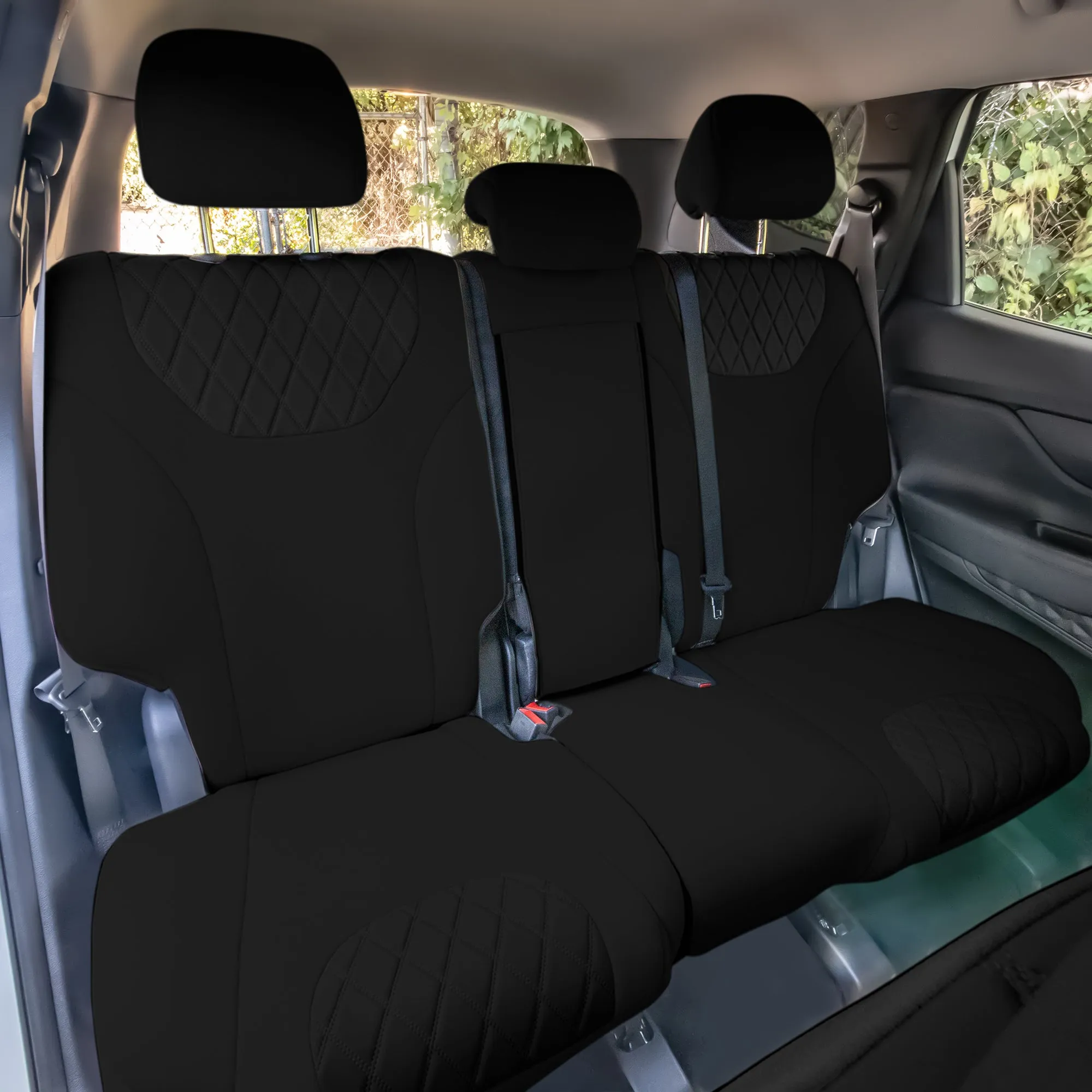 Hyundai Santa Fe 2019 - 2023- Rear Set Seat Covers - Black Ultraflex Neoprene