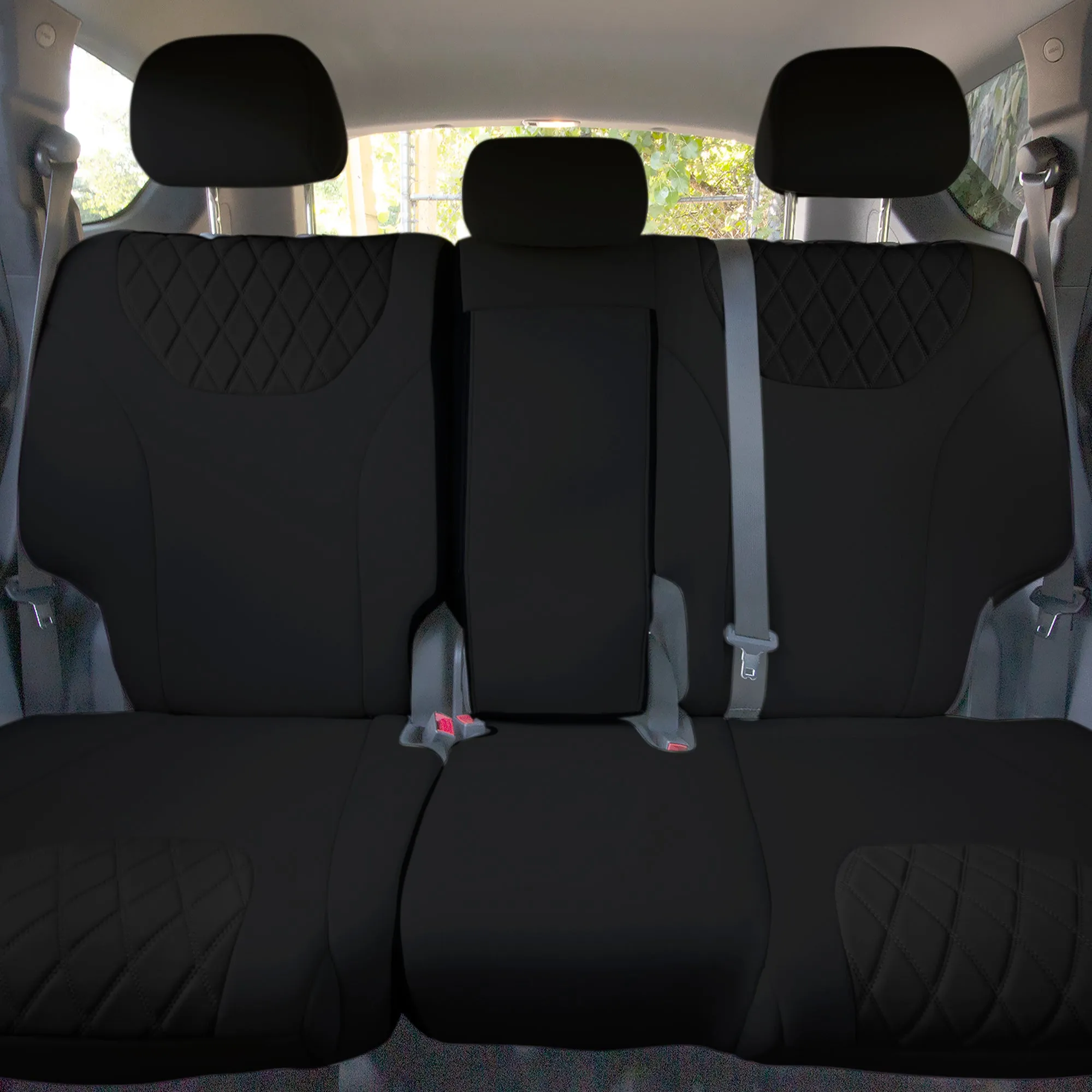 Hyundai Santa Fe 2019 - 2023- Rear Set Seat Covers - Black Ultraflex Neoprene
