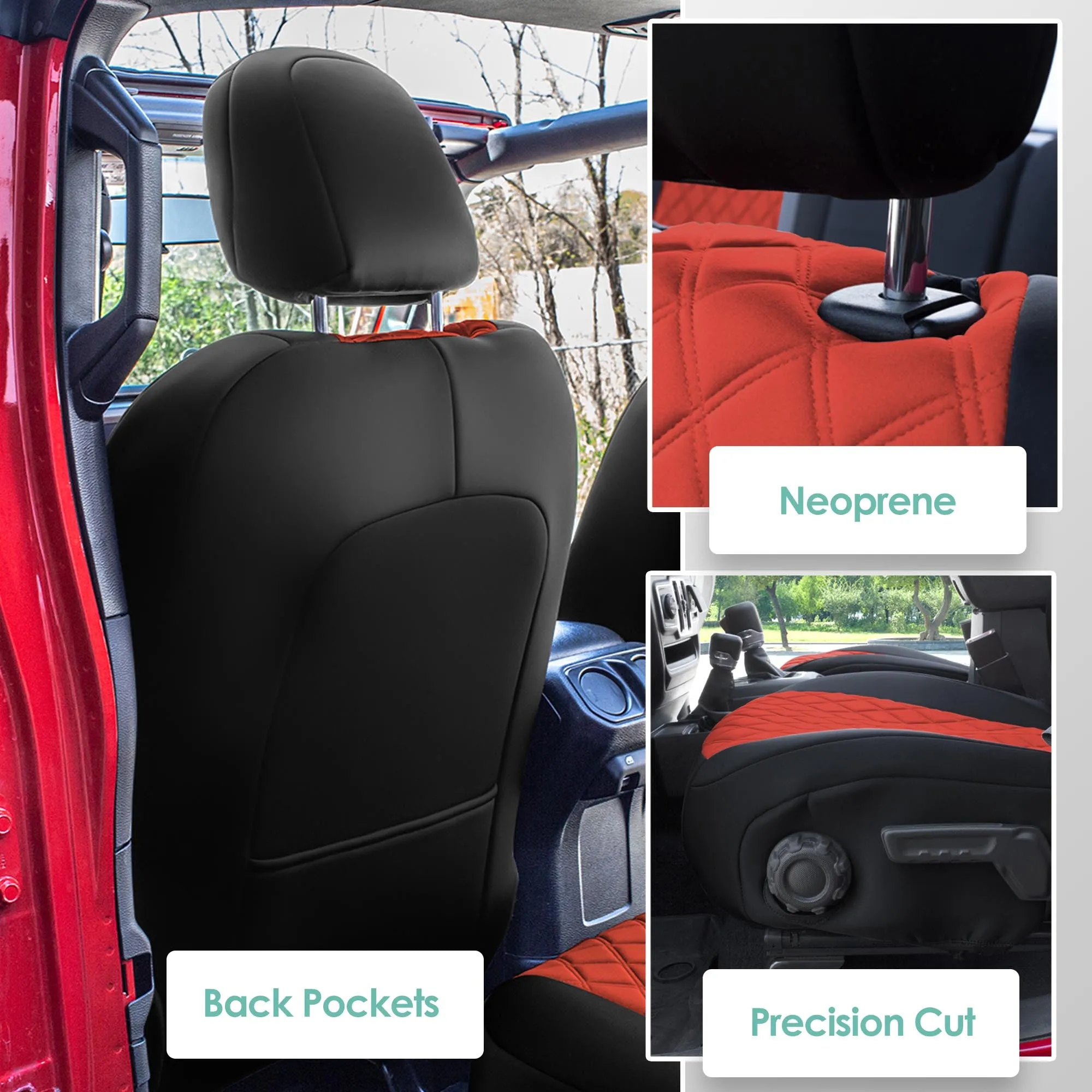 Jeep Gladiator JT 2020-2024  - Front Set Seat Covers - Red Ultraflex Neoprene