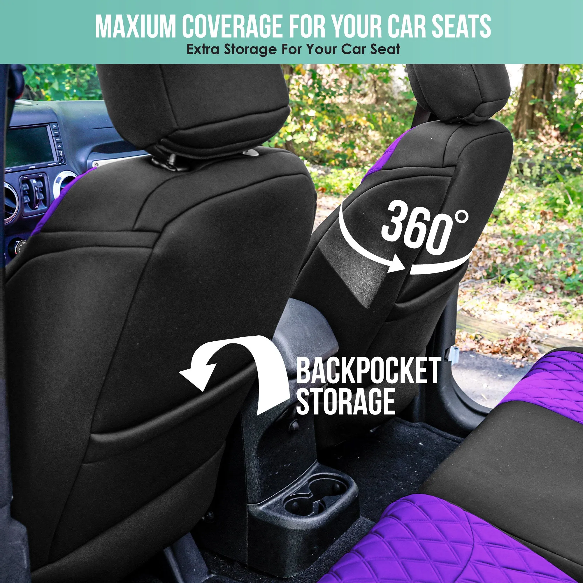 Jeep Wrangler JK 2 Door 2007-2017 -  Full Set Seat Covers - Purple Ultraflex Neoprene