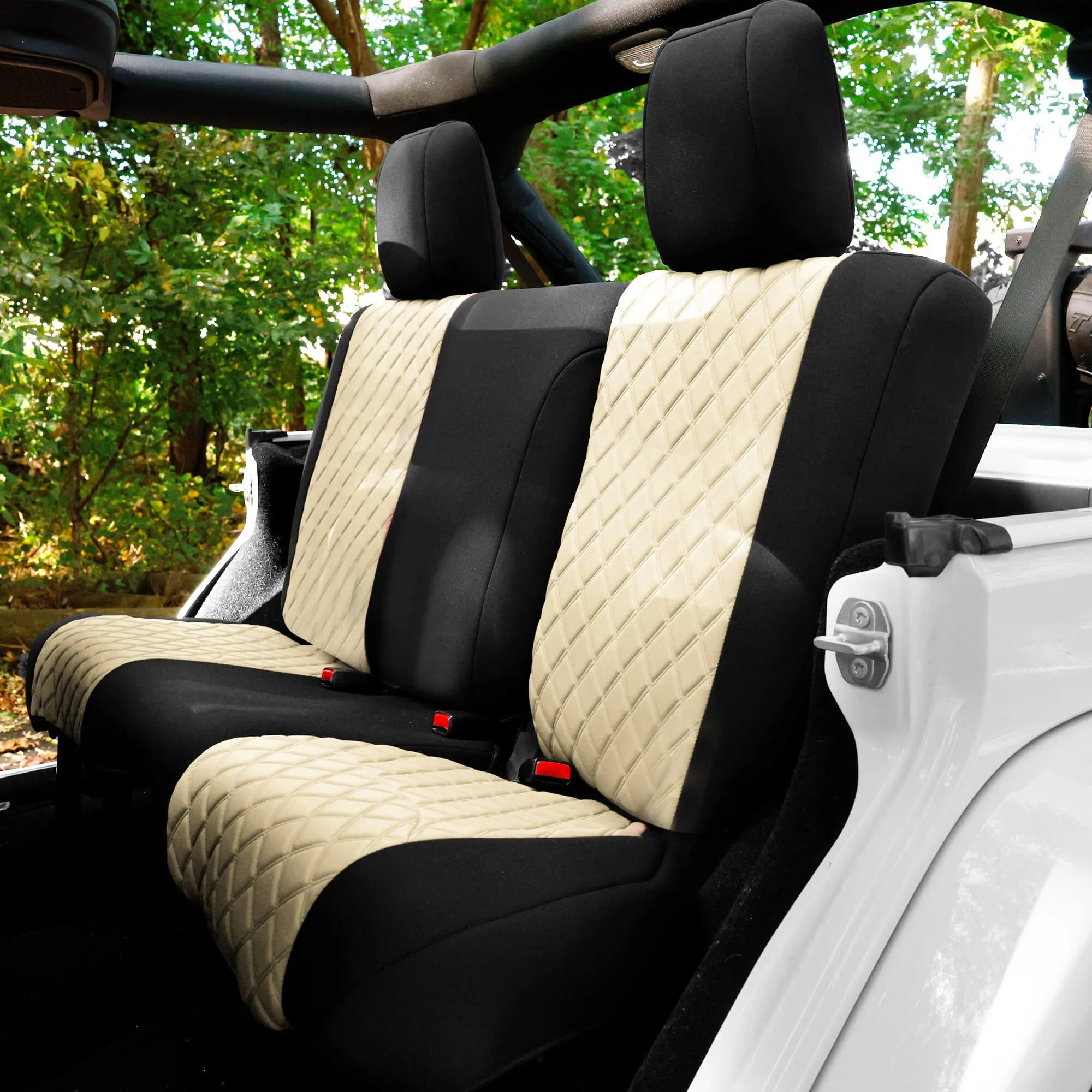 Jeep Wrangler JK 2 Door 2007-2017 -  Rear Set Seat Covers - Beige Ultraflex Neoprene