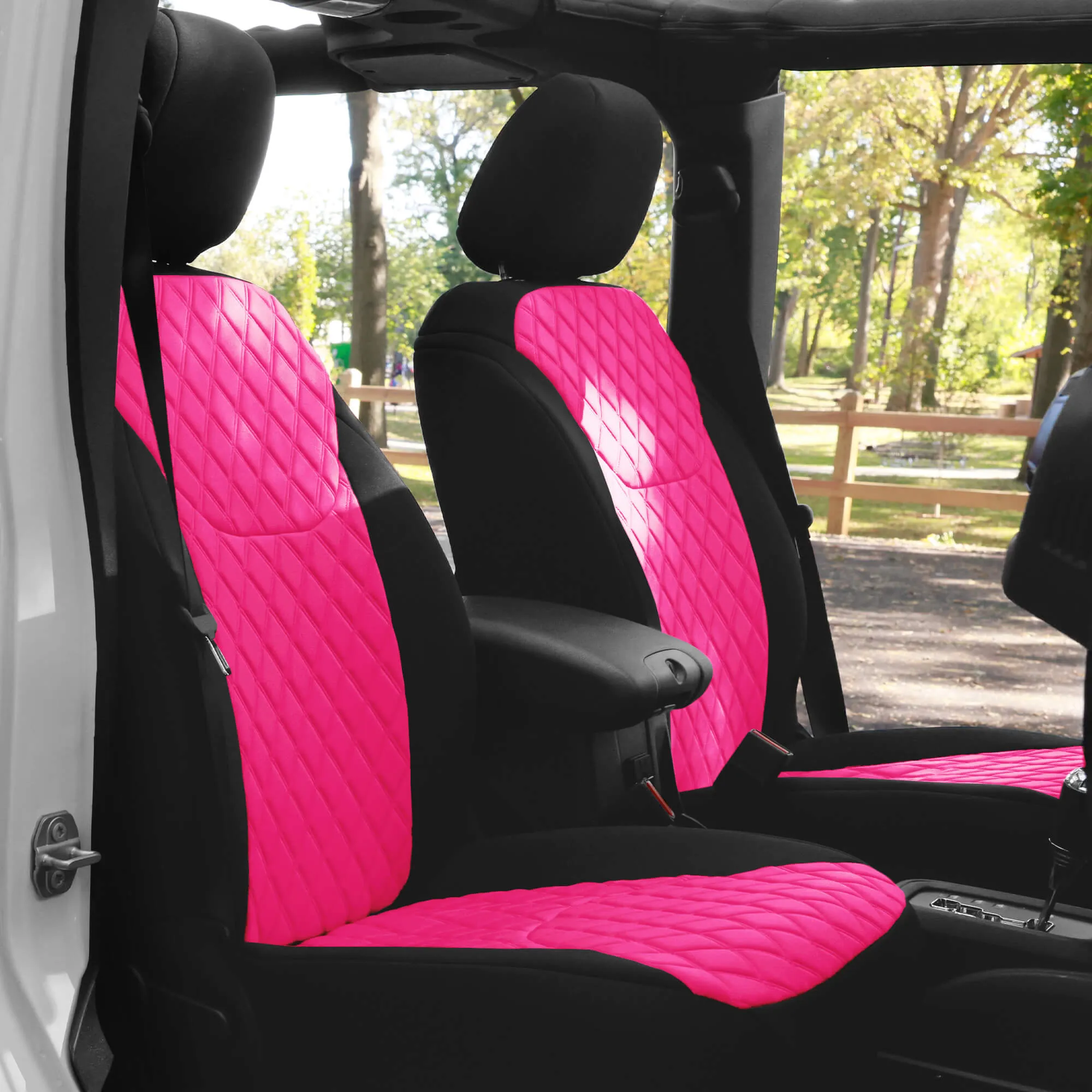 Jeep Wrangler JK 4-Door 2007-2017 -  Full Set Seat Covers - Pink Ultraflex Neoprene