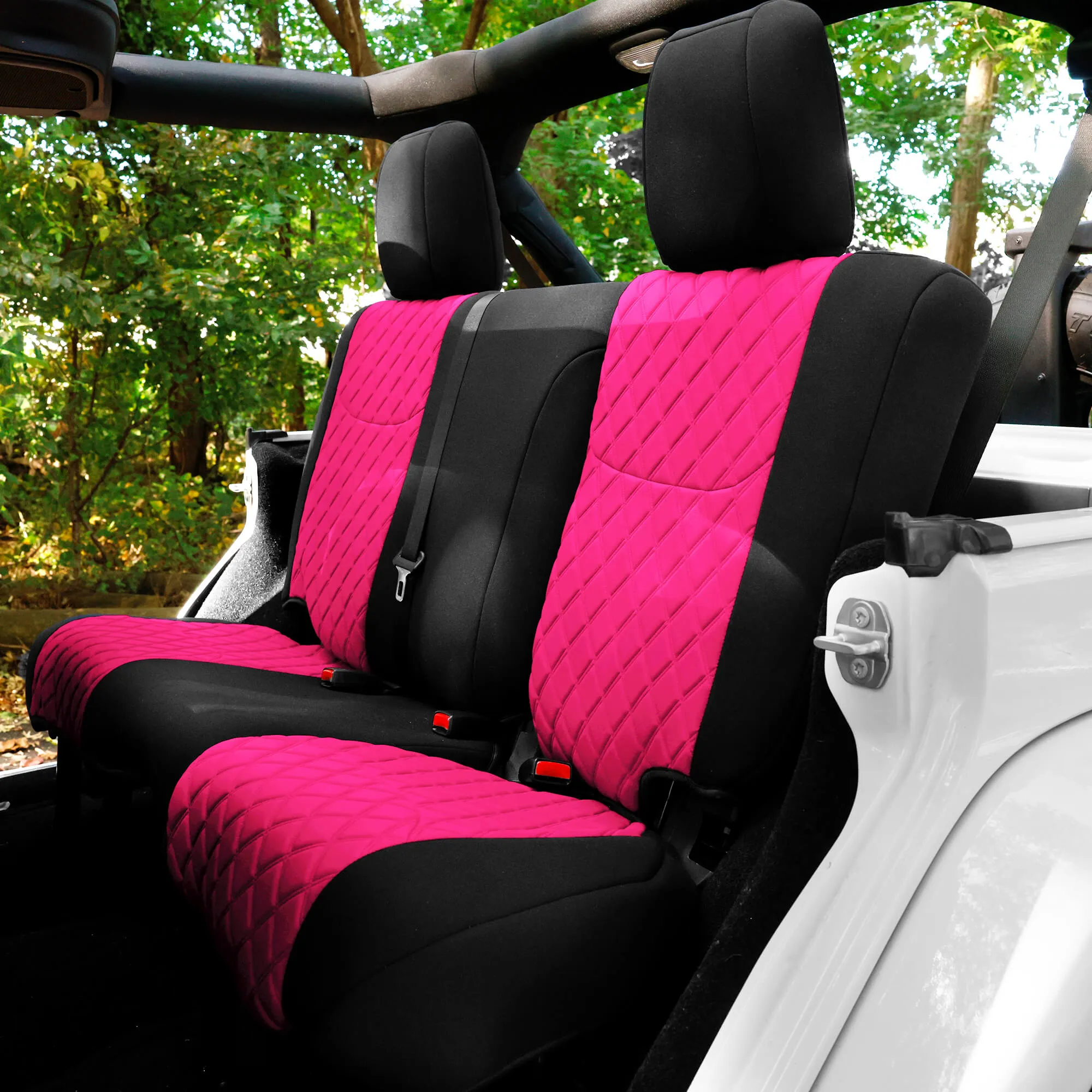 Jeep Wrangler JK 4-Door 2007-2017 -  Full Set Seat Covers - Pink Ultraflex Neoprene