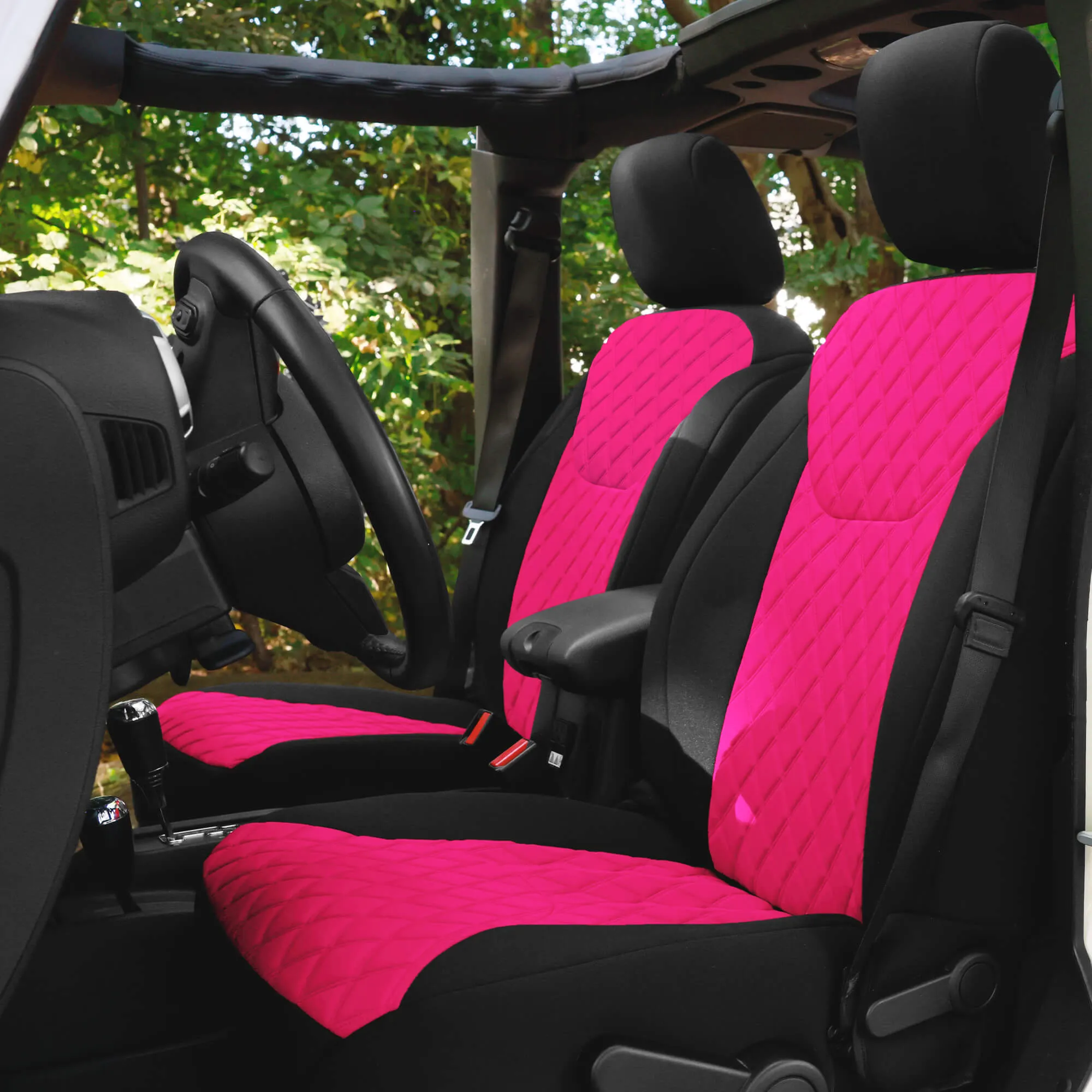 Jeep Wrangler JK 4-Door 2007-2017 -  Full Set Seat Covers - Pink Ultraflex Neoprene