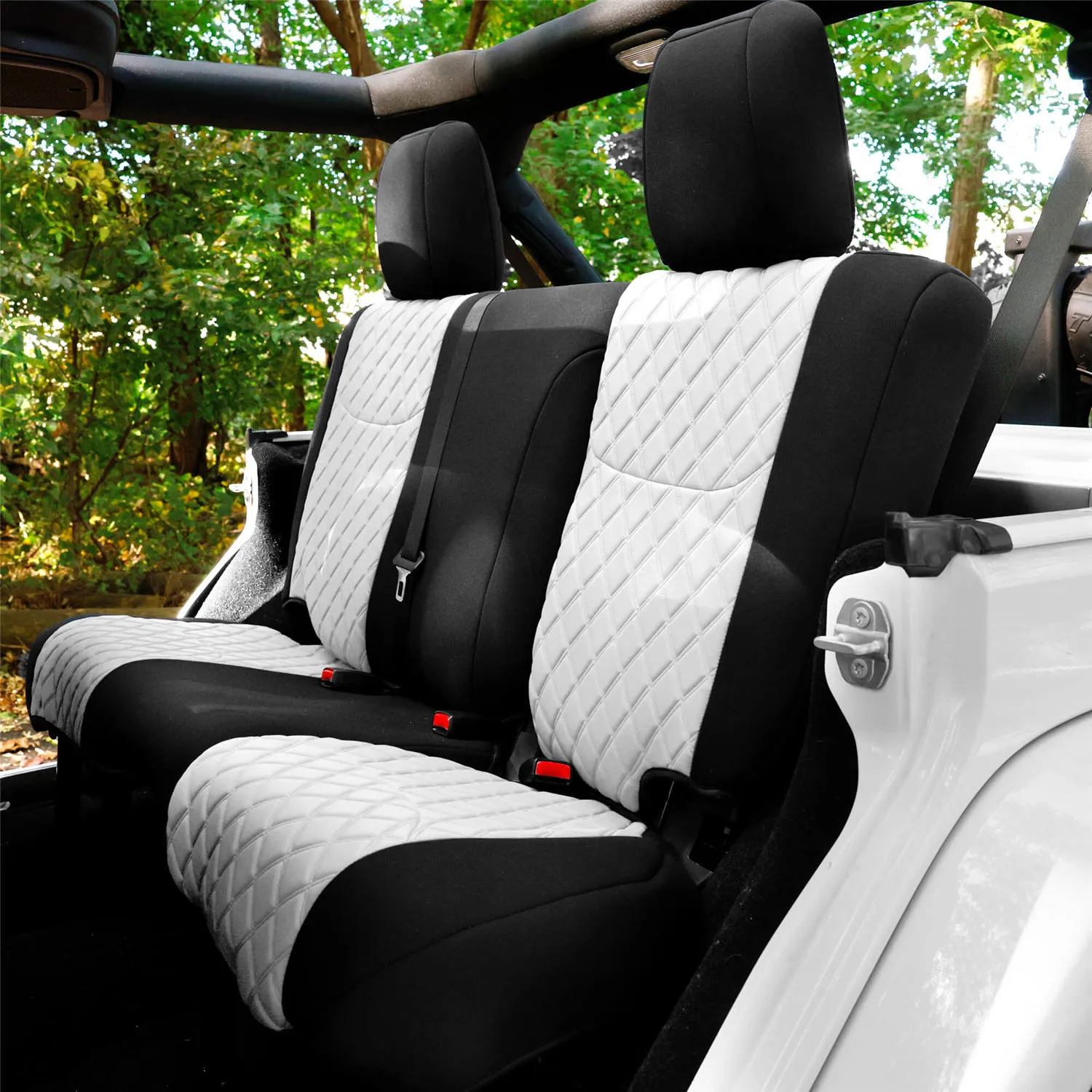 Jeep Wrangler JK 4-Door 2007-2017 -  Full Set Seat Covers - White Ultraflex Neoprene