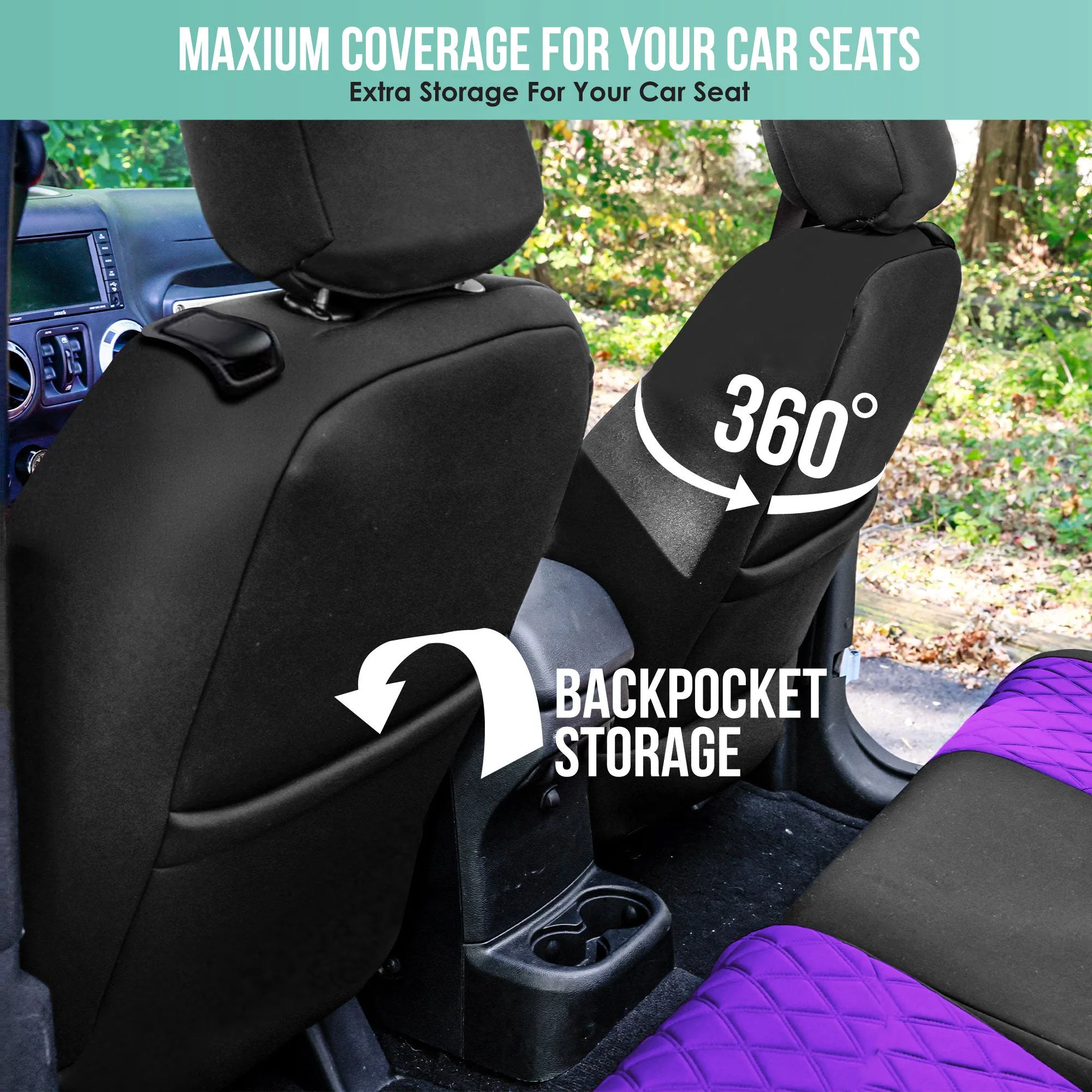 Jeep Wrangler JL 2-Door 2018-2023 -  Full Set Seat Covers - Purple Ultraflex Neoprene