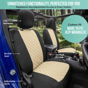 Jeep Wrangler JL 2-Door 2018-2024 -  Front Set Seat Covers - Beige Ultraflex Neoprene