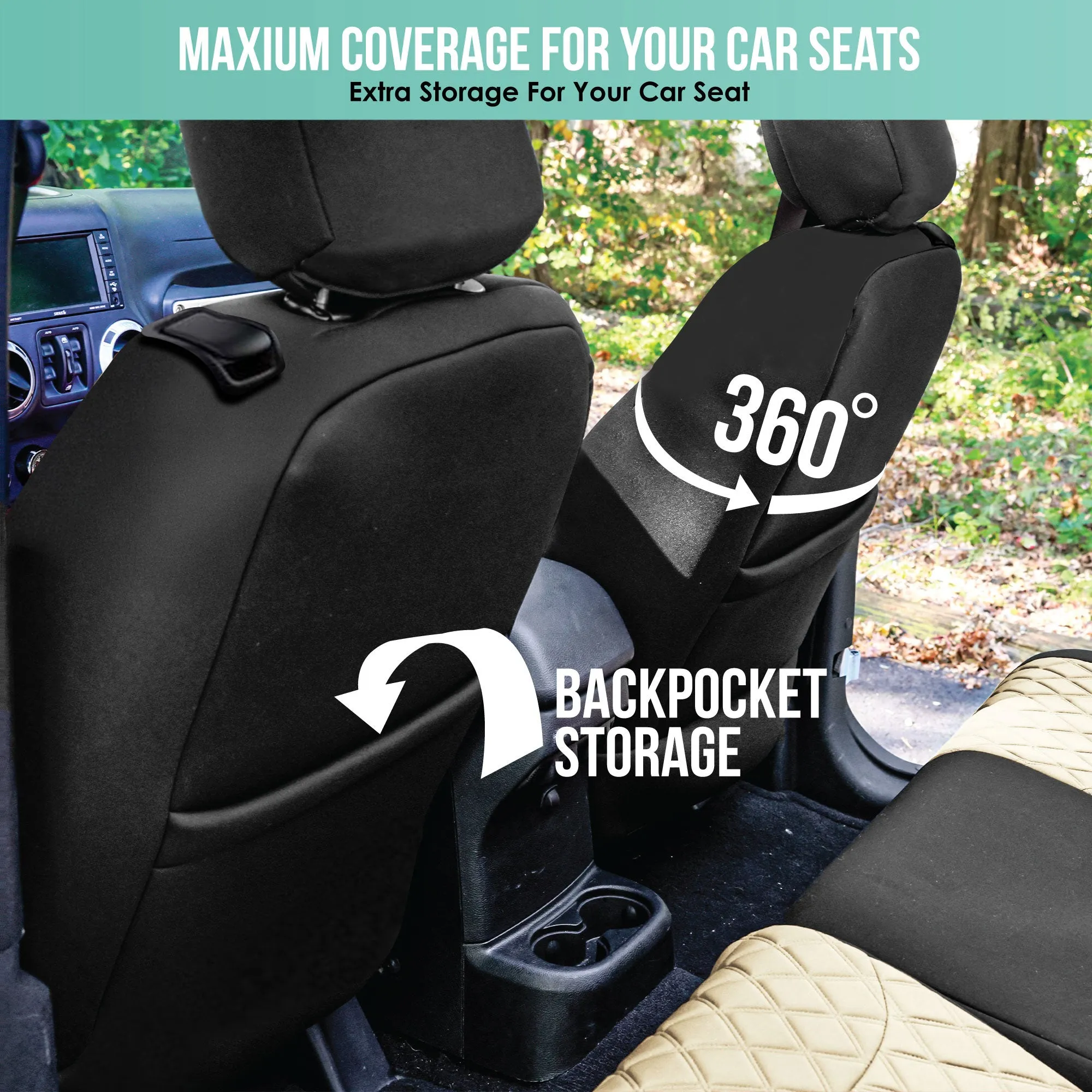 Jeep Wrangler JL 2-Door 2018-2024 -  Front Set Seat Covers - Beige Ultraflex Neoprene
