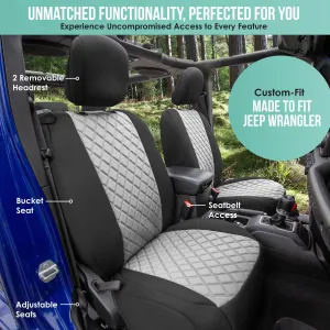 Jeep Wrangler JL 2-Door 2018-2024 -  Front Set Seat Covers - Gray Ultraflex Neoprene