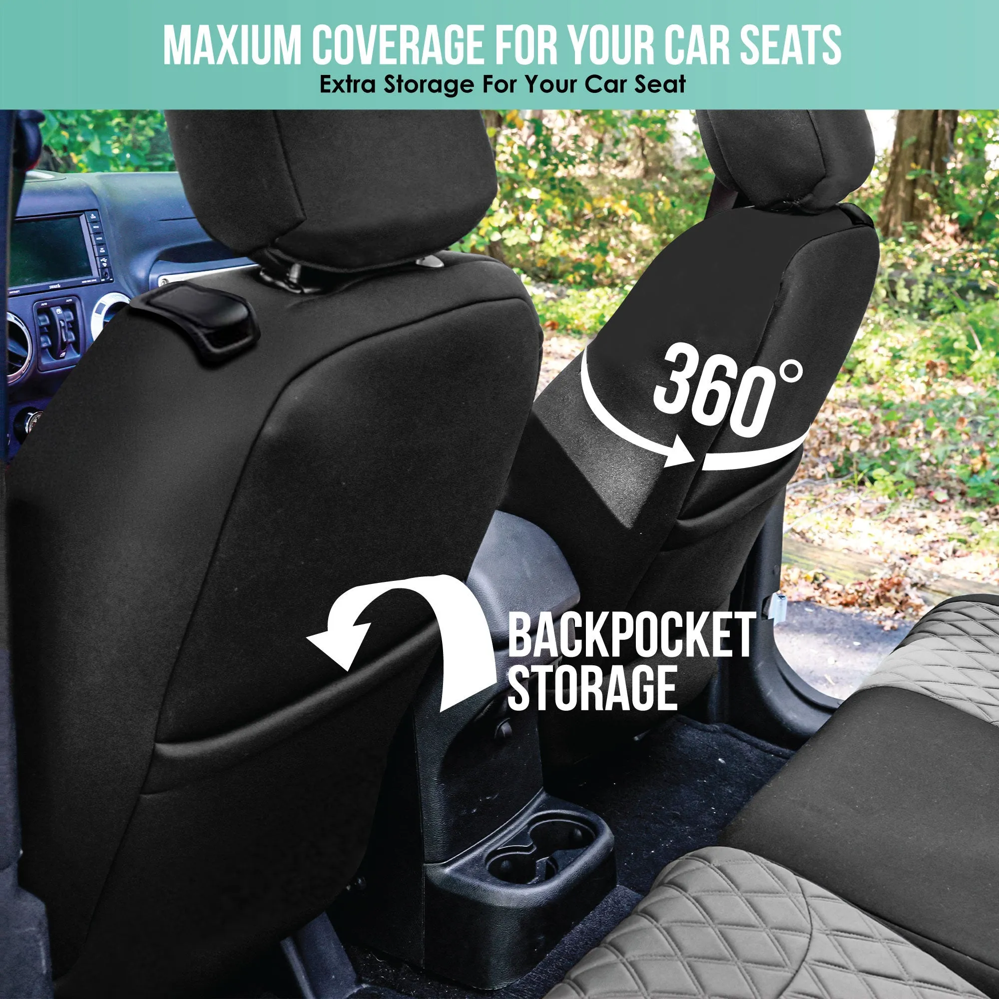 Jeep Wrangler JL 2-Door 2018-2024 -  Front Set Seat Covers - Gray Ultraflex Neoprene