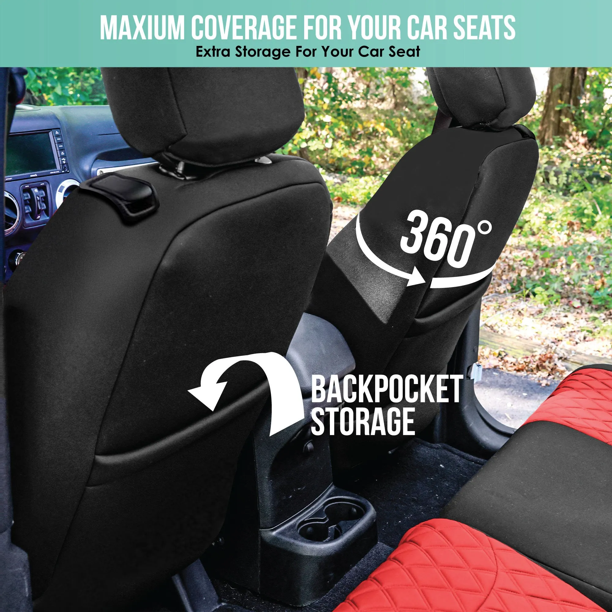 Jeep Wrangler JL 2-Door 2018-2024 -  Front Set Seat Covers - Red Ultraflex Neoprene