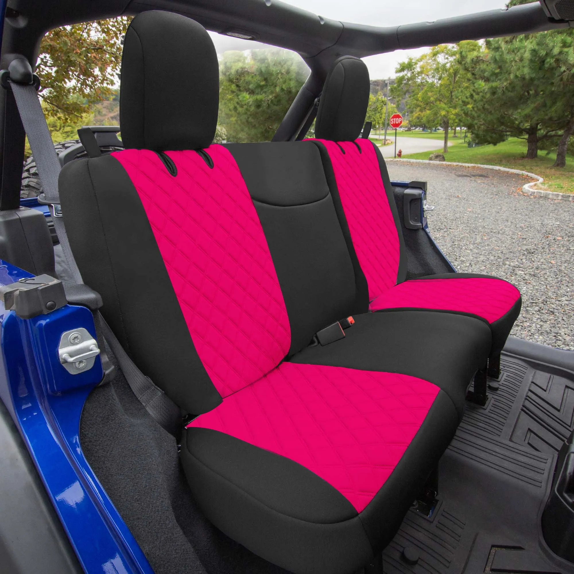 Jeep Wrangler JL 2-Door 2018-2024 -  Rear Set Seat Covers - Pink Ultraflex Neoprene