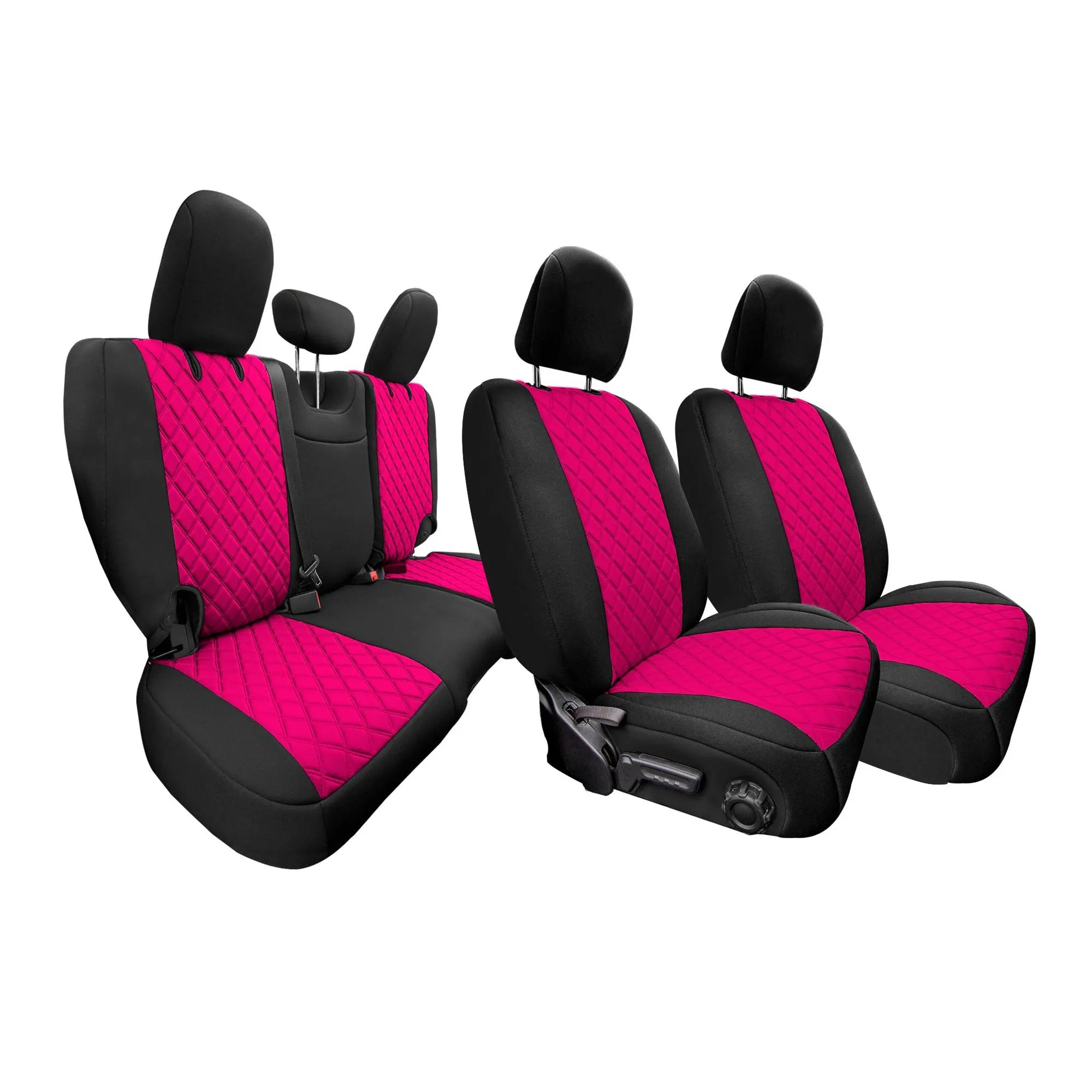 Jeep Wrangler JL 4-Door 2018-2024 -  Full Set Seat Covers - Pink Ultraflex Neoprene