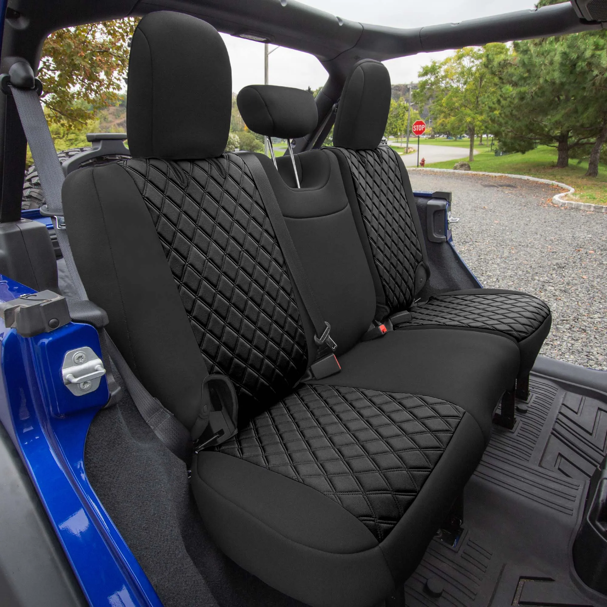 Jeep Wrangler JL 4-Door 2018-2024 -  Rear Set Seat Covers - Black Ultraflex Neoprene
