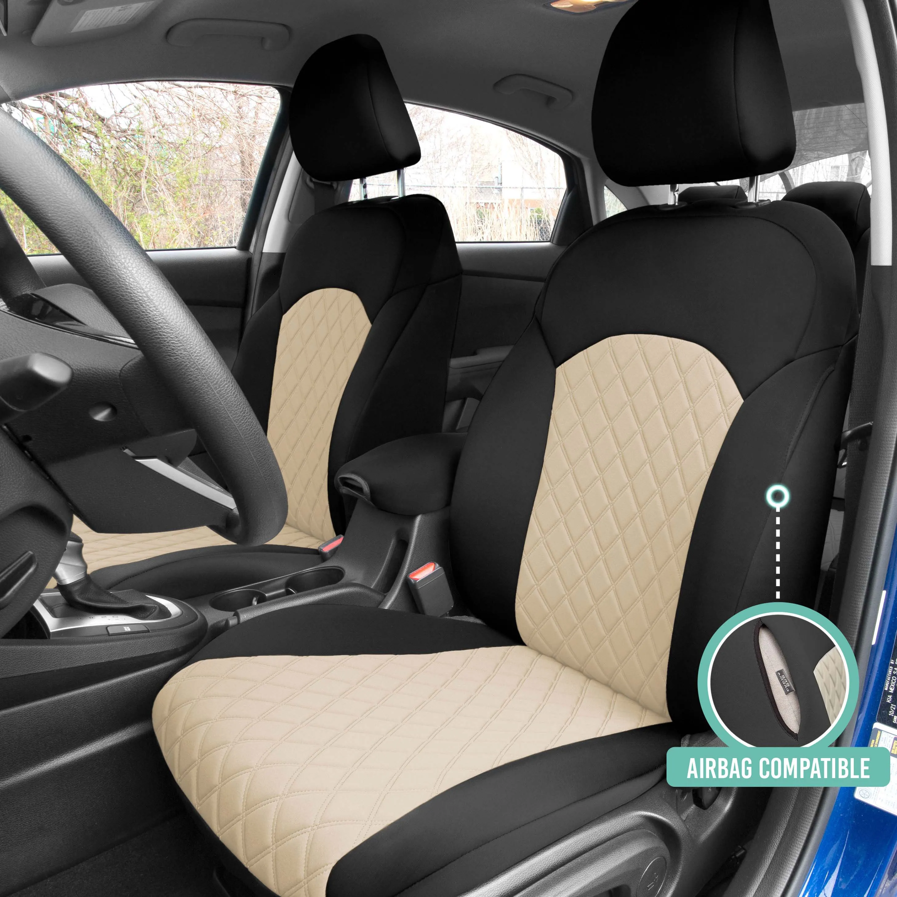 KIA Forte 2019-2024  - Front Set Seat Covers - Beige Ultraflex Neoprene