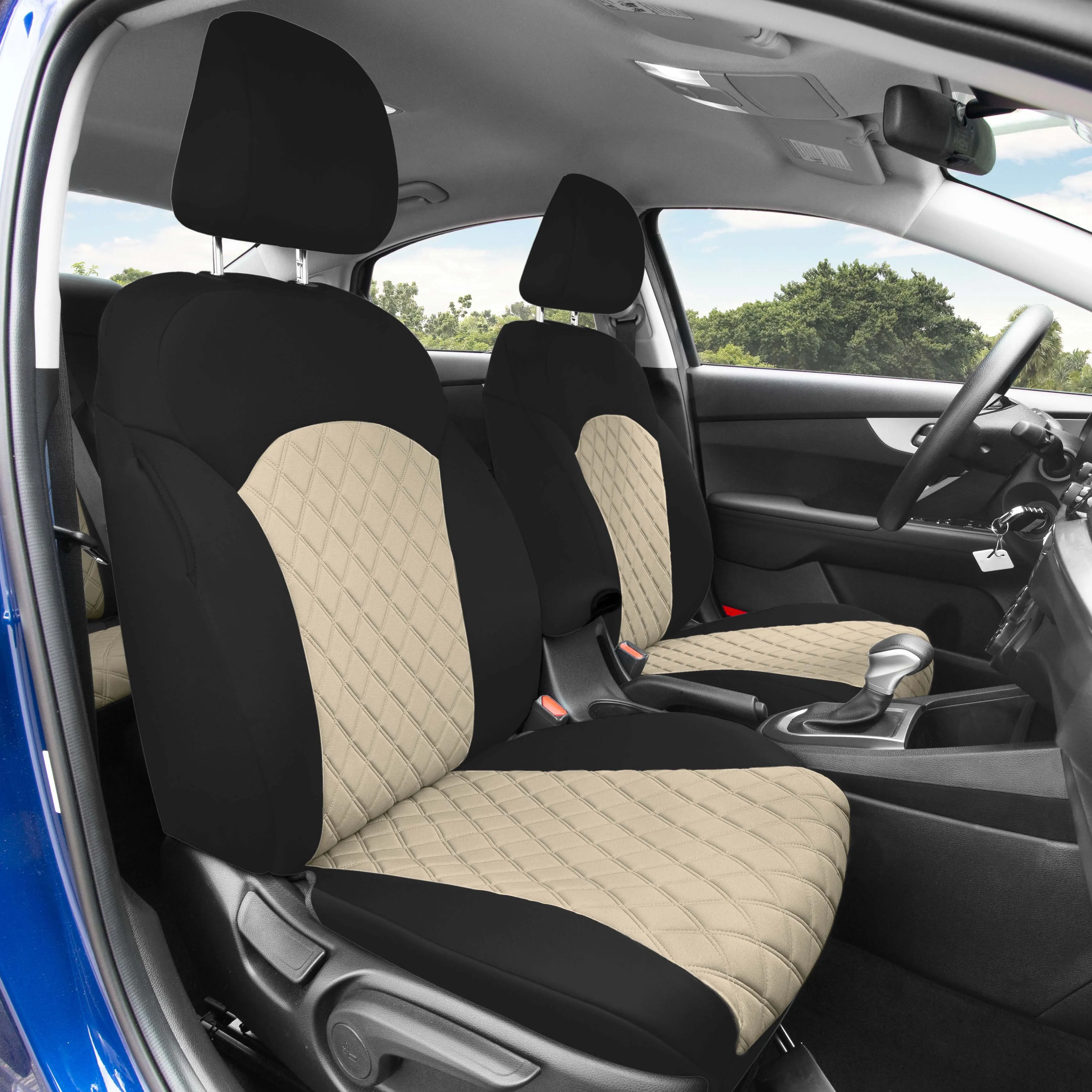 KIA Forte 2019-2024  - Front Set Seat Covers - Beige Ultraflex Neoprene