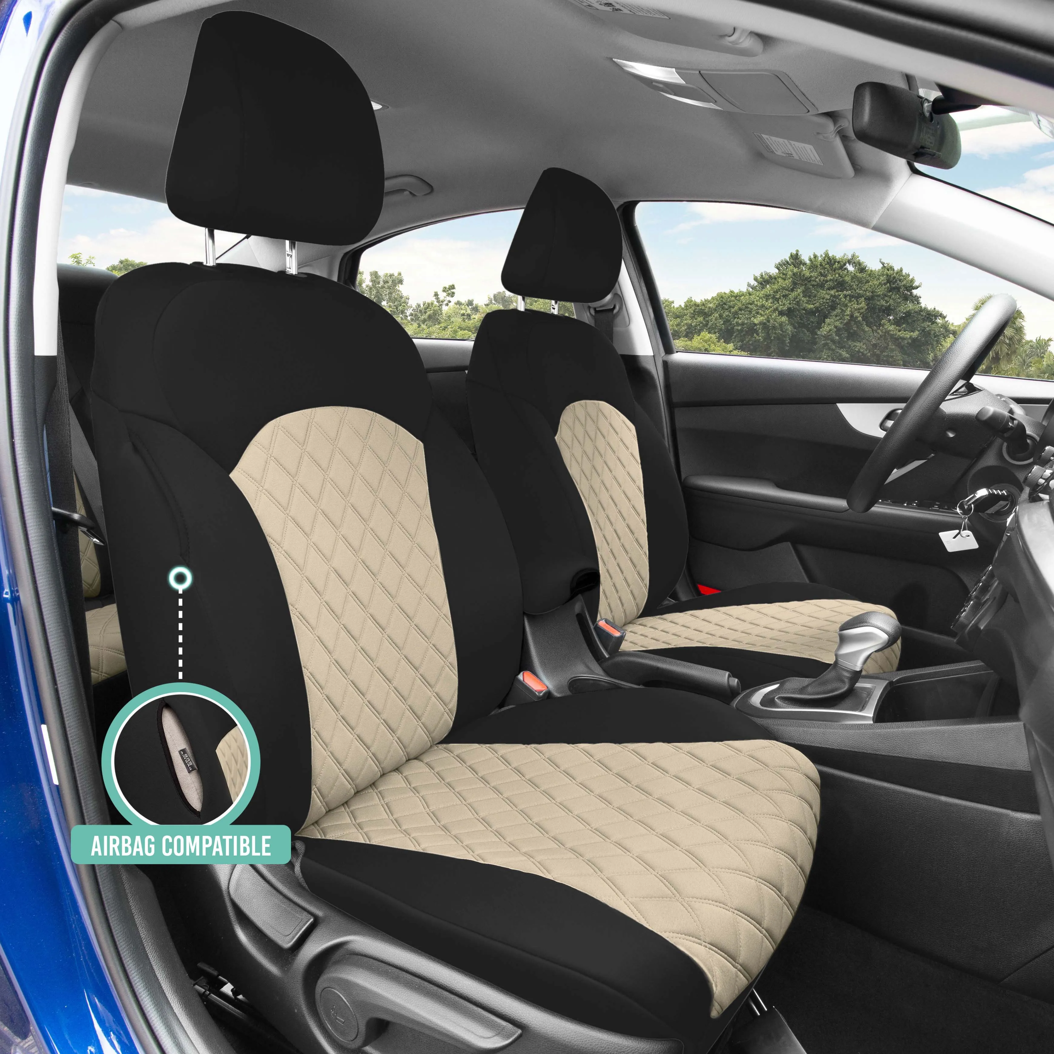 KIA Forte 2019-2024  - Front Set Seat Covers - Beige Ultraflex Neoprene