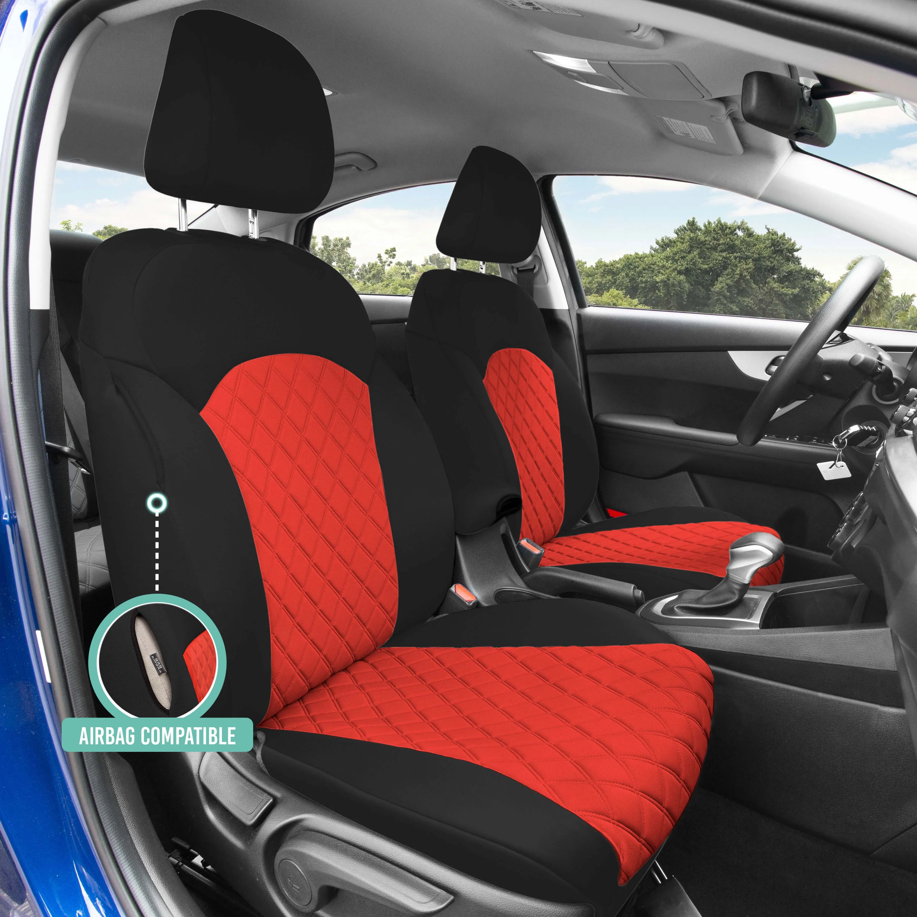 KIA Forte 2019-2024  - Front Set Seat Covers - Red Ultraflex Neoprene