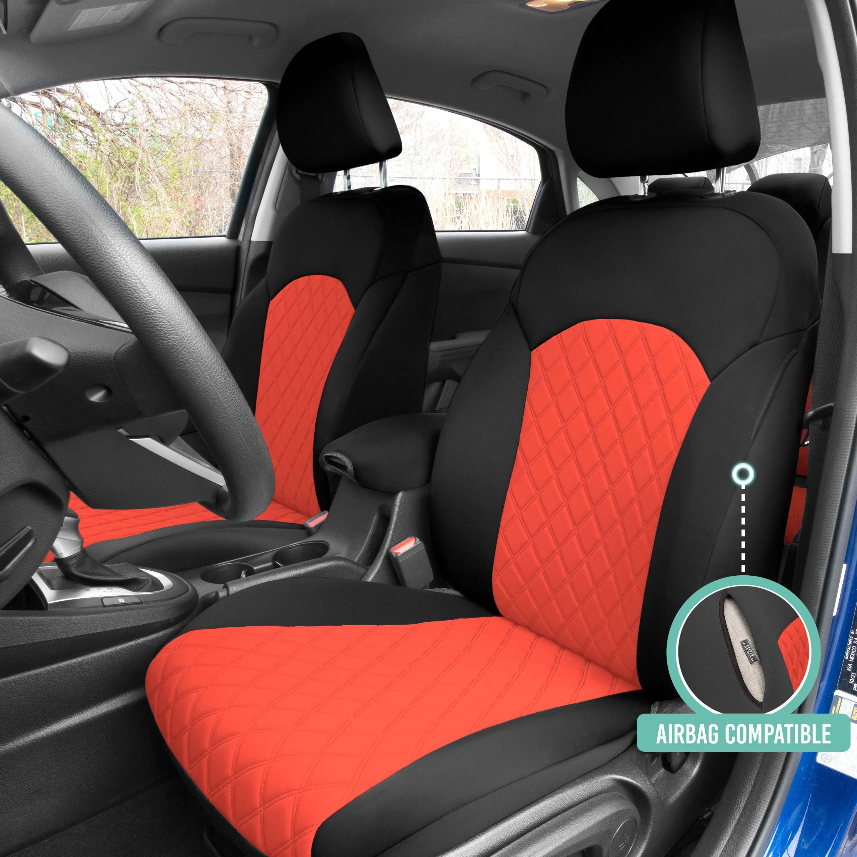 KIA Forte 2019-2024  - Front Set Seat Covers - Red Ultraflex Neoprene
