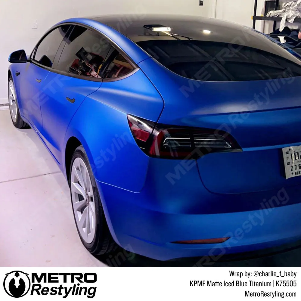 KPMF K75500 Matte Iced Blue Titanium Vinyl Wrap | K75505