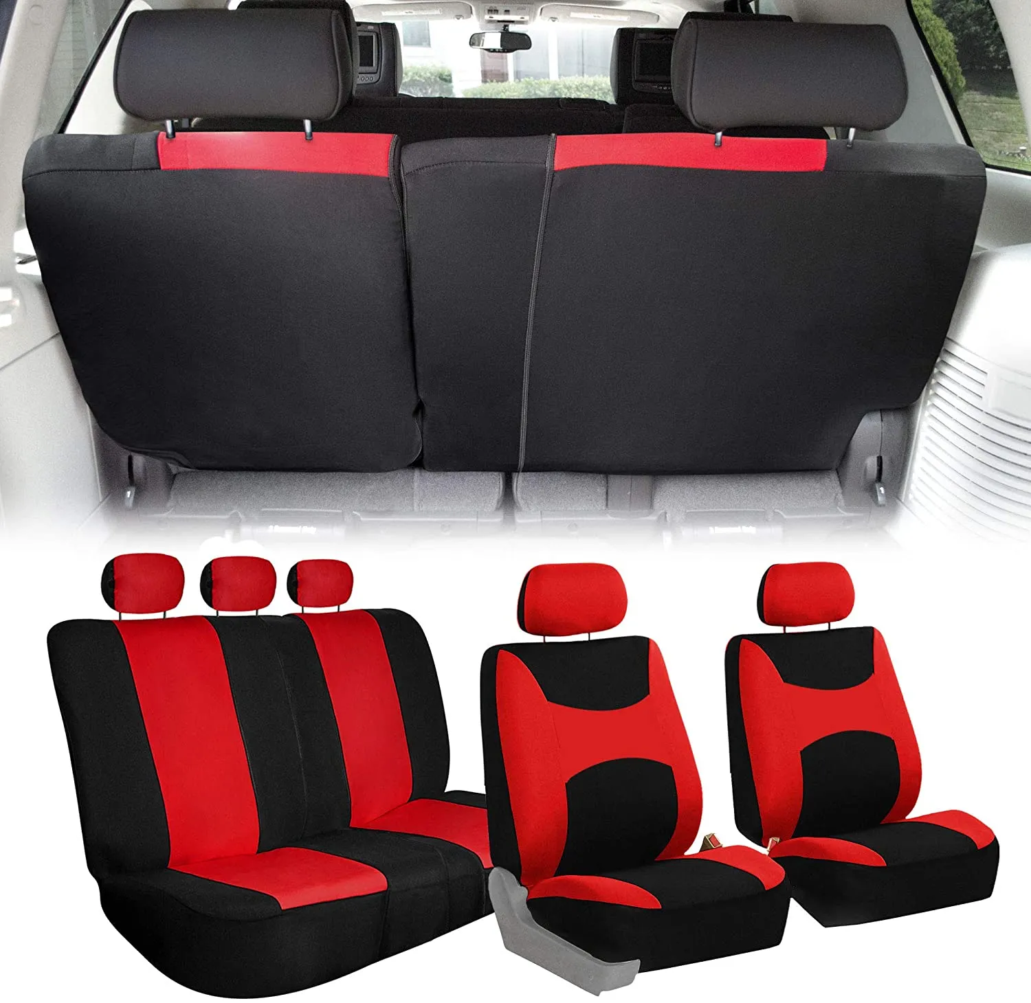 Light & Breezy Full Coverage Car Seat Covers - Full Set Red