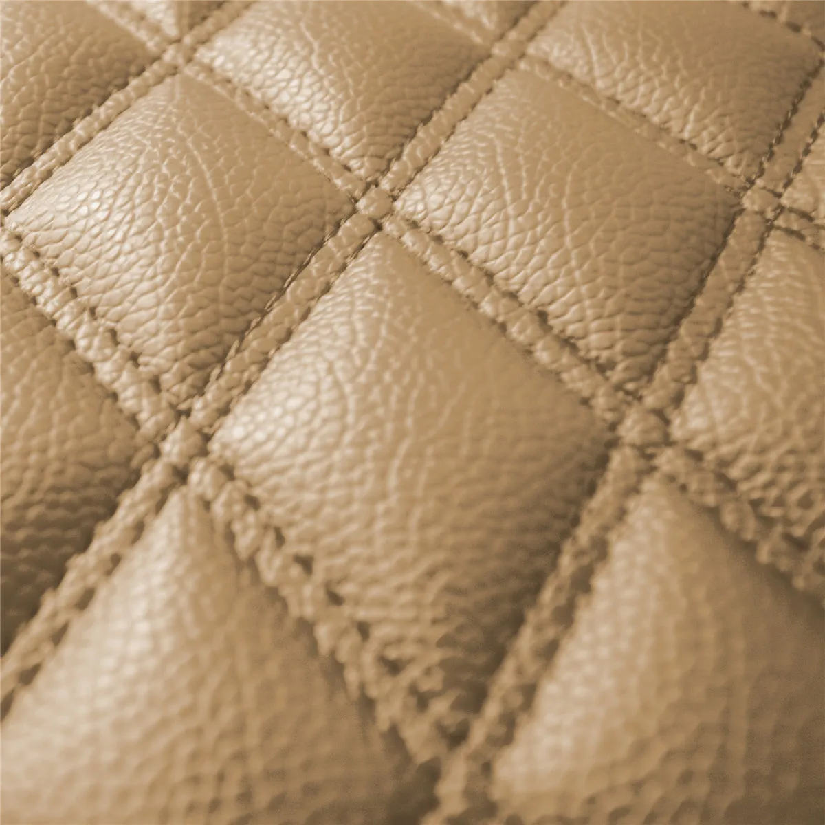 Luxury Universal Liners Heavy Duty Faux Leather Non-Slip Floor Mats Diamond Design - Full Set Beige