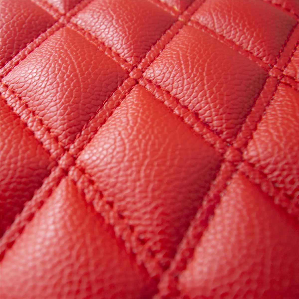 Luxury Universal Liners Heavy Duty Faux Leather Non-Slip Floor Mats Diamond Design - Full Set Red