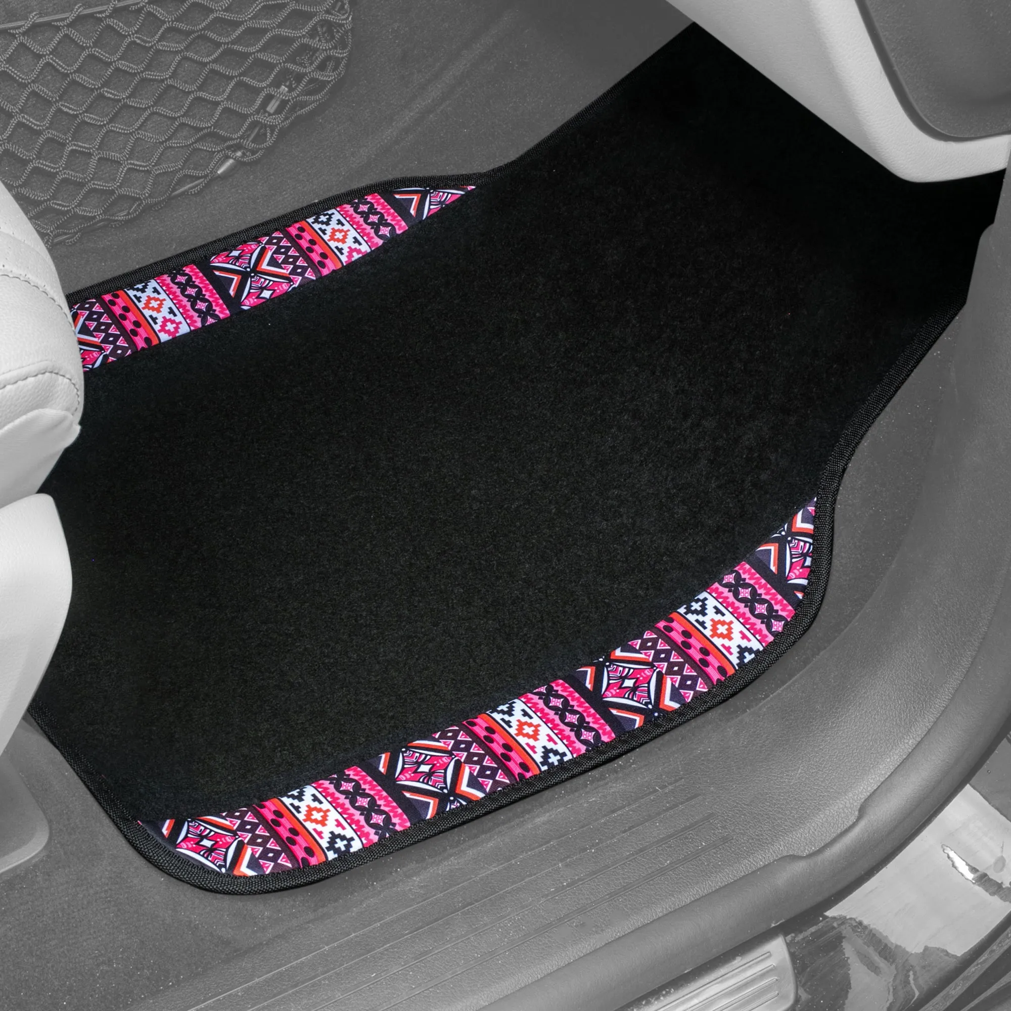 Mesa11 Southwestern Print Non-Slip Carpet Floor Mats - Full Set Pink