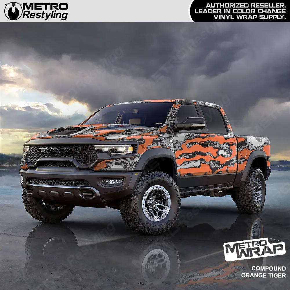 Metro Wrap Compound Orange Tiger Camouflage Vinyl Film