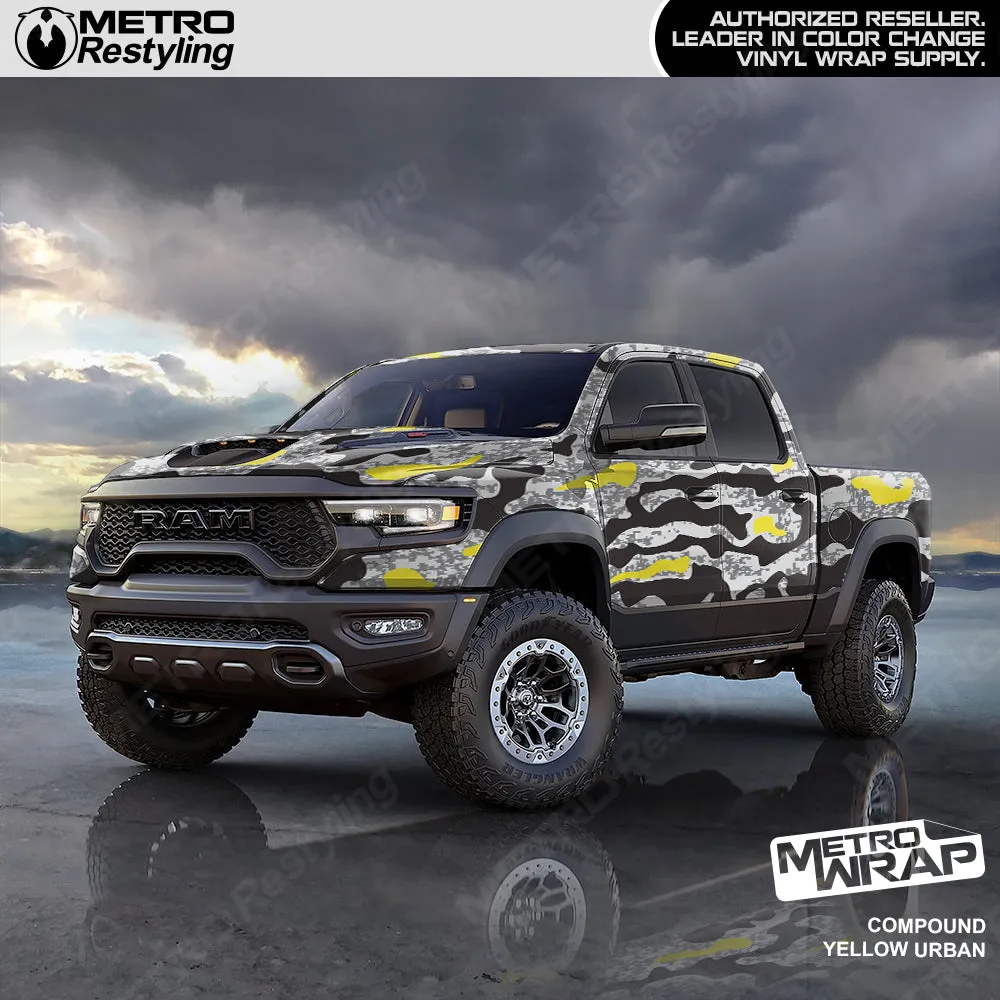 Metro Wrap Compound Yellow Urban Camouflage Vinyl Film