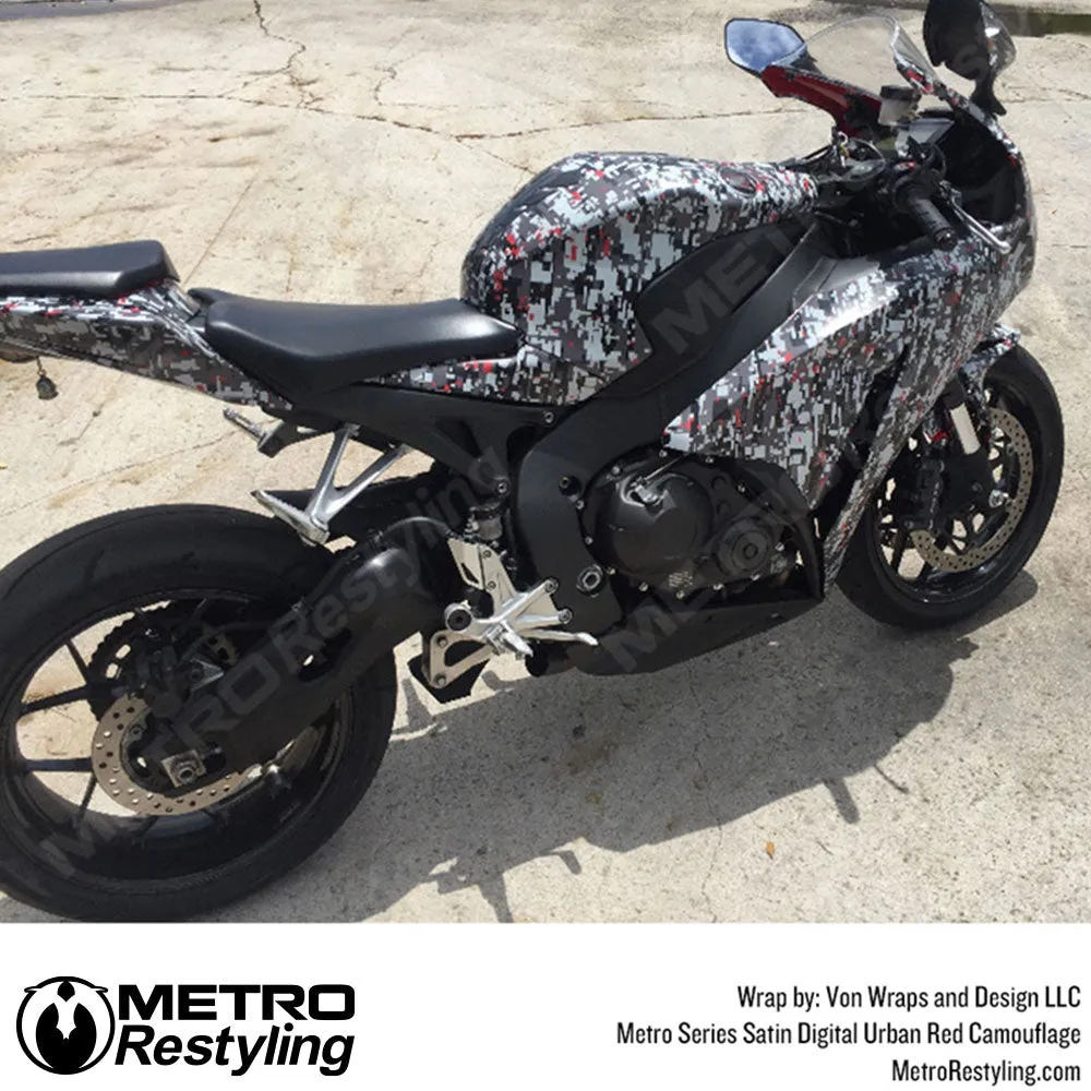 Metro Wrap Digital Urban Red Camouflage Vinyl Film
