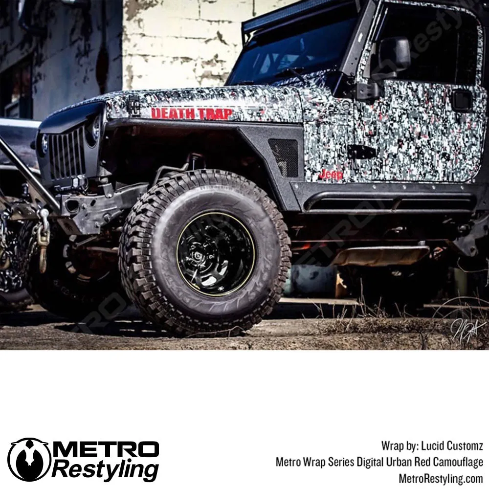 Metro Wrap Digital Urban Red Camouflage Vinyl Film