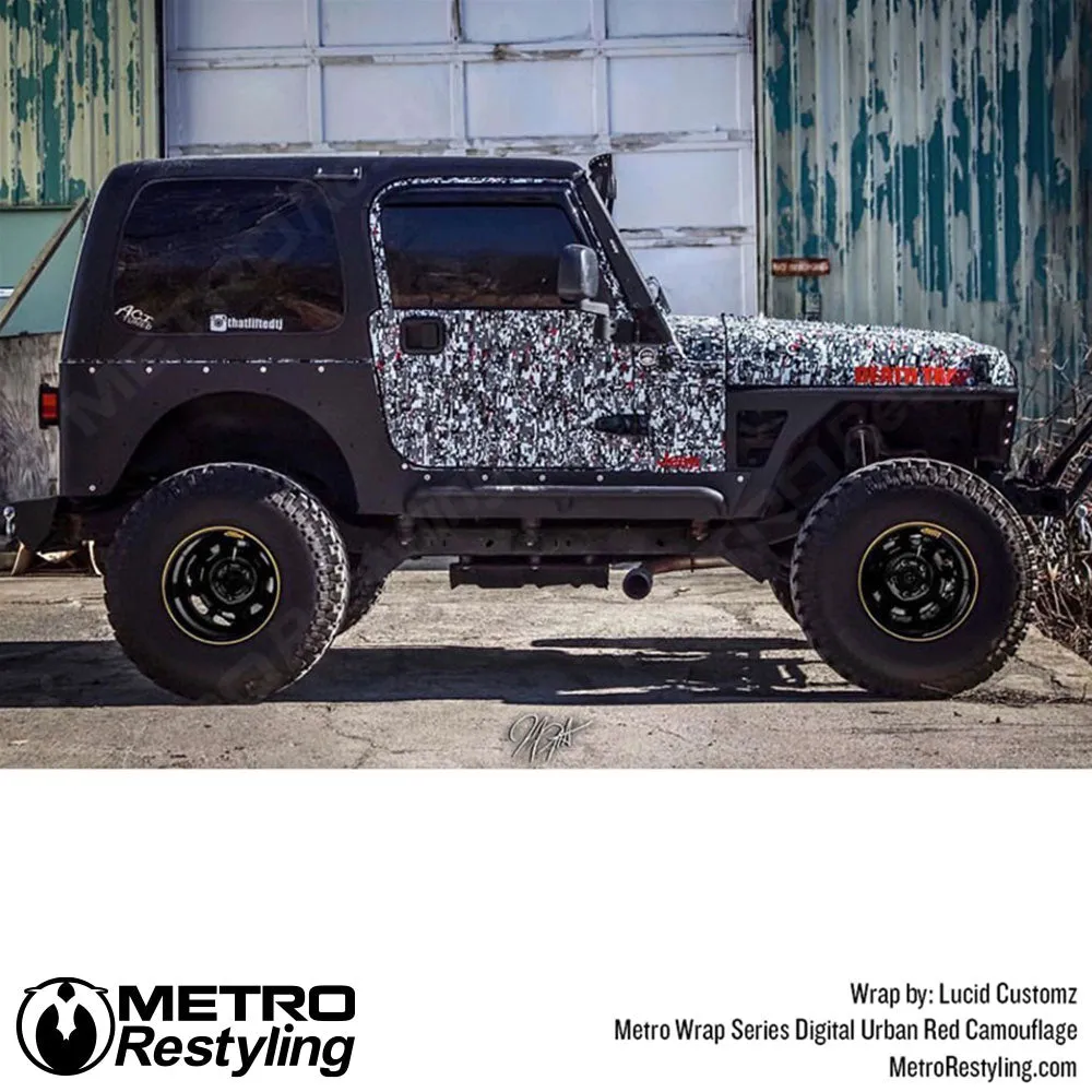 Metro Wrap Digital Urban Red Camouflage Vinyl Film