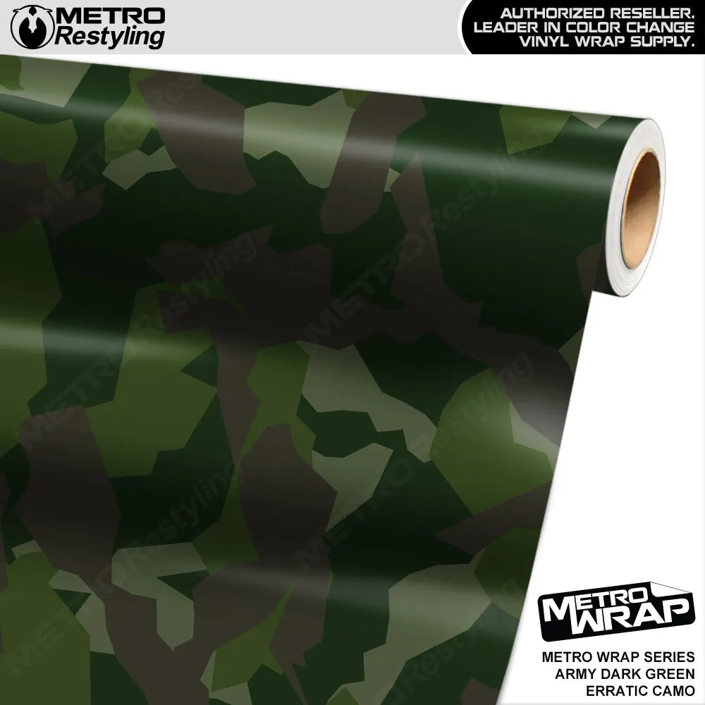 Metro Wrap Erratic Army Dark Green Camouflage Vinyl Film