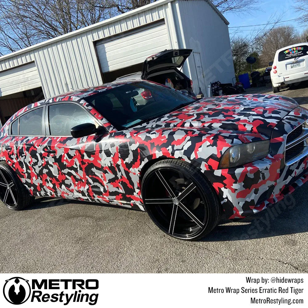 Metro Wrap Erratic Red Tiger Camouflage Vinyl Film