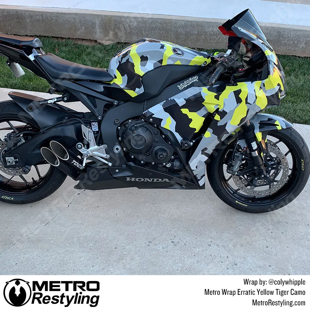 Metro Wrap Erratic Yellow Tiger Camouflage Vinyl Film