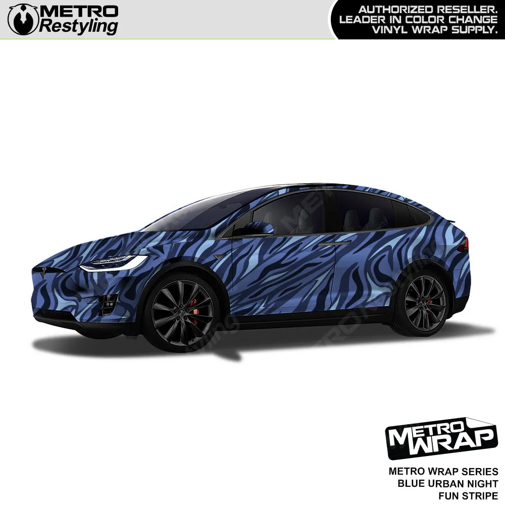 Metro Wrap Fun Stripe Blue Urban Night Camouflage Vinyl Film