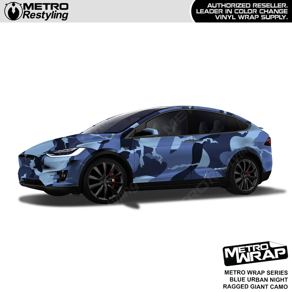 Metro Wrap Giant Ragged Blue Urban Night Camouflage Vinyl Film