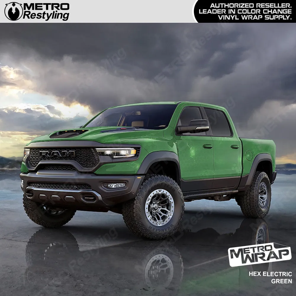 Metro Wrap Hex Electric Green Camouflage Vinyl Film