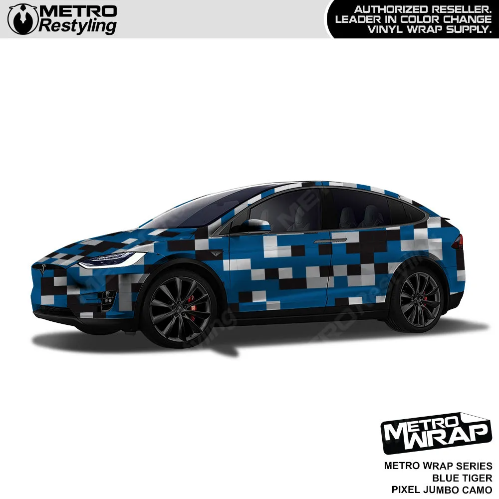 Metro Wrap Jumbo Pixel Blue Tiger Camouflage Vinyl Film