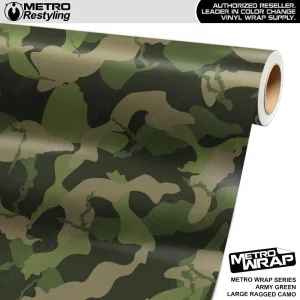 Metro Wrap Large Ragged Army Green Camouflage Vinyl Film