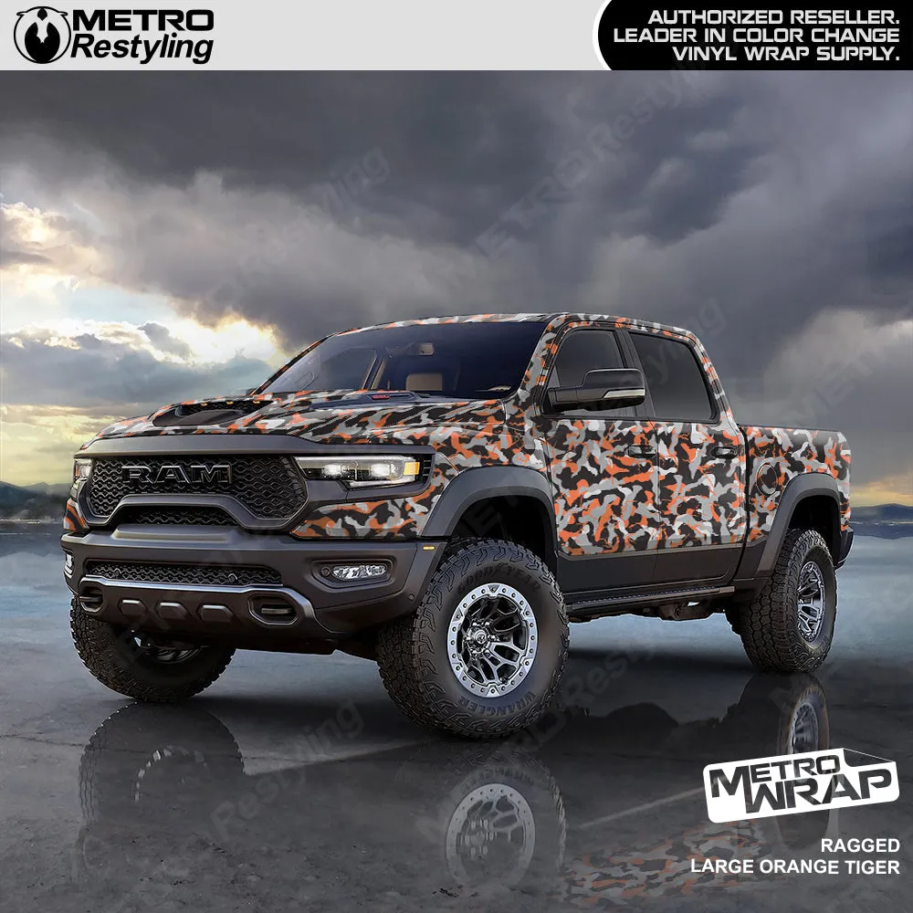 Metro Wrap Large Ragged Orange Tiger Camouflage Vinyl Film