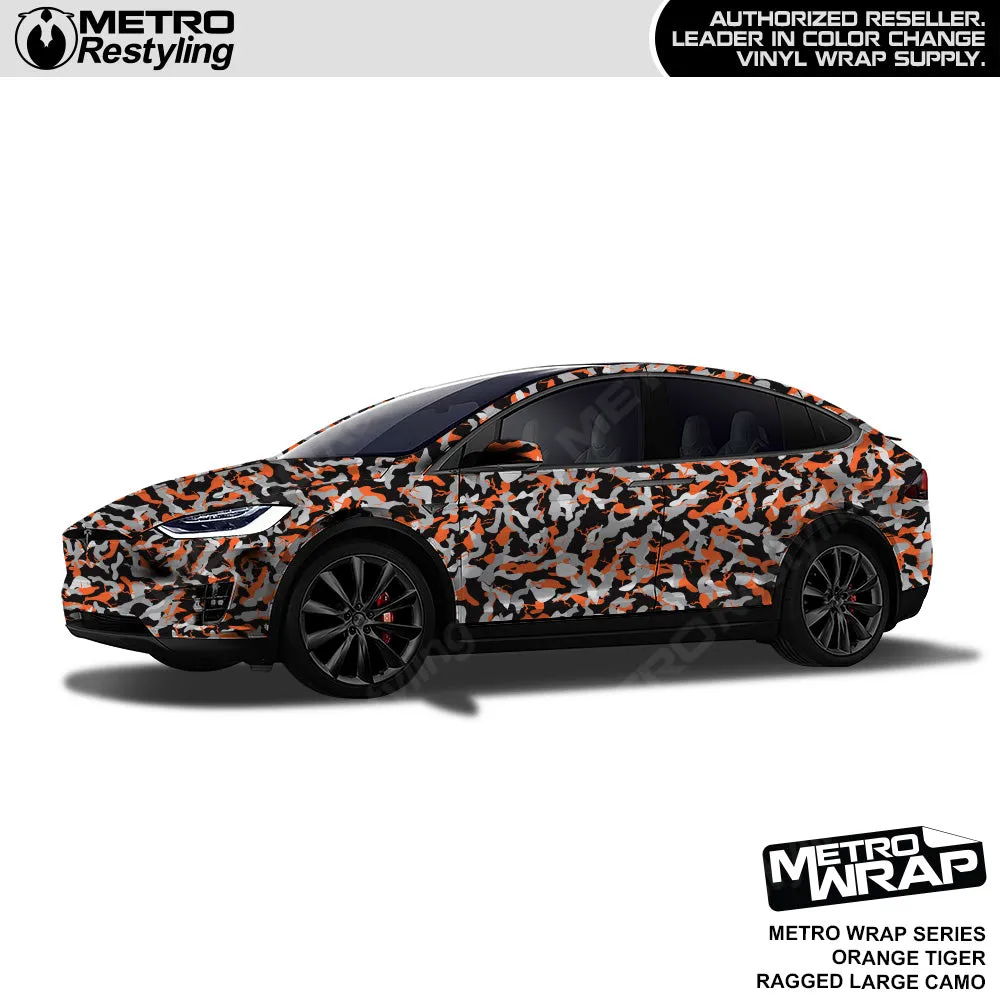 Metro Wrap Large Ragged Orange Tiger Camouflage Vinyl Film